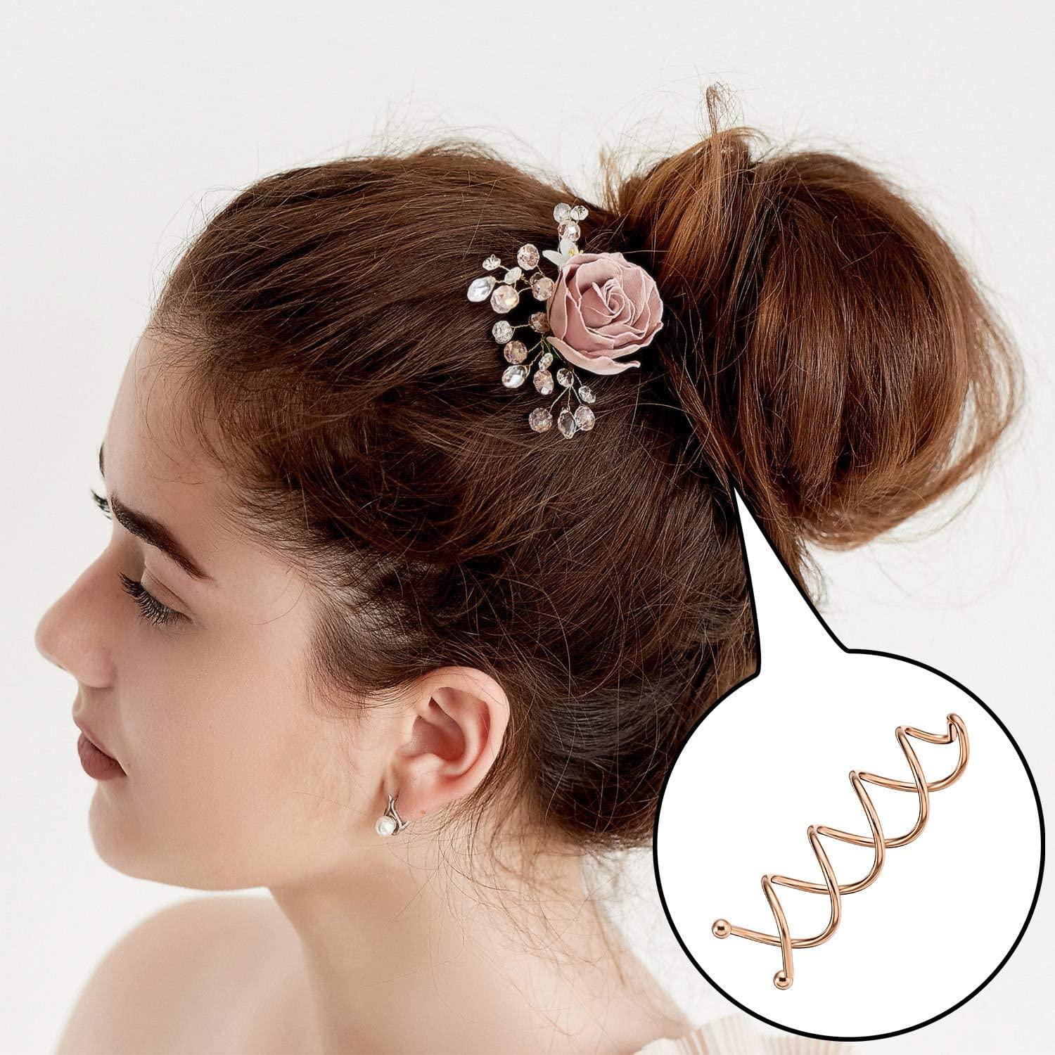 Pinzas de Cabello en Espiral LHAAAYF - 10 Piezas Oro Rosa