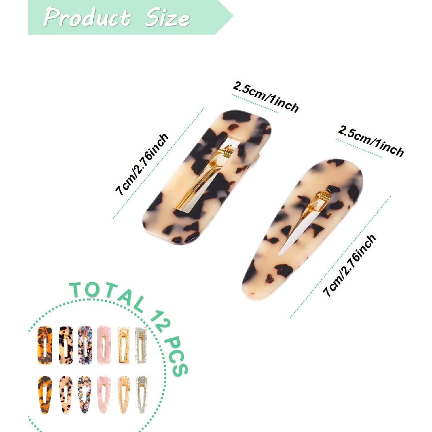 Juego de 12 Clips de Pelo Geométricos Doromy - Resina Acrílica