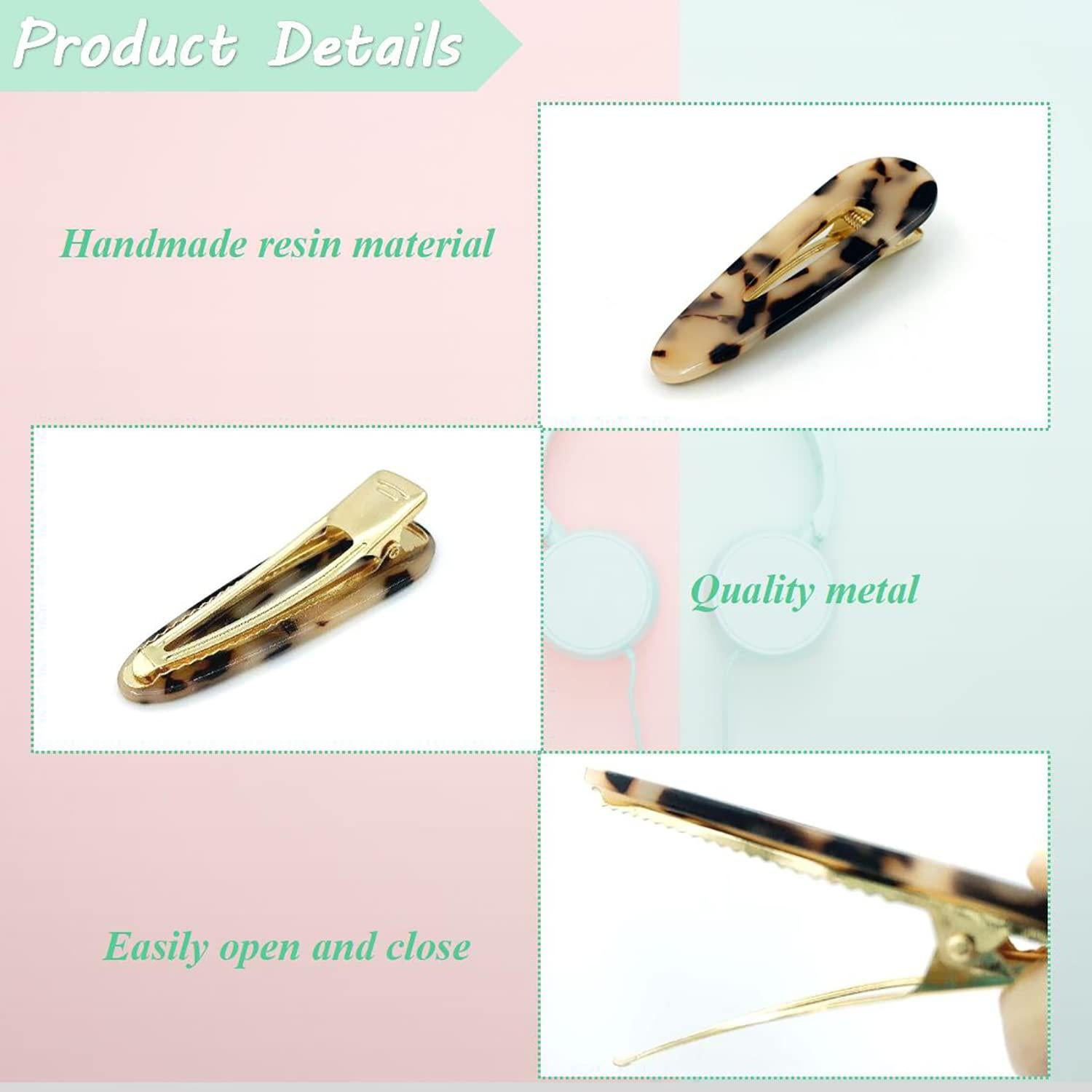 Juego de 12 Clips de Pelo Geométricos Doromy - Resina Acrílica