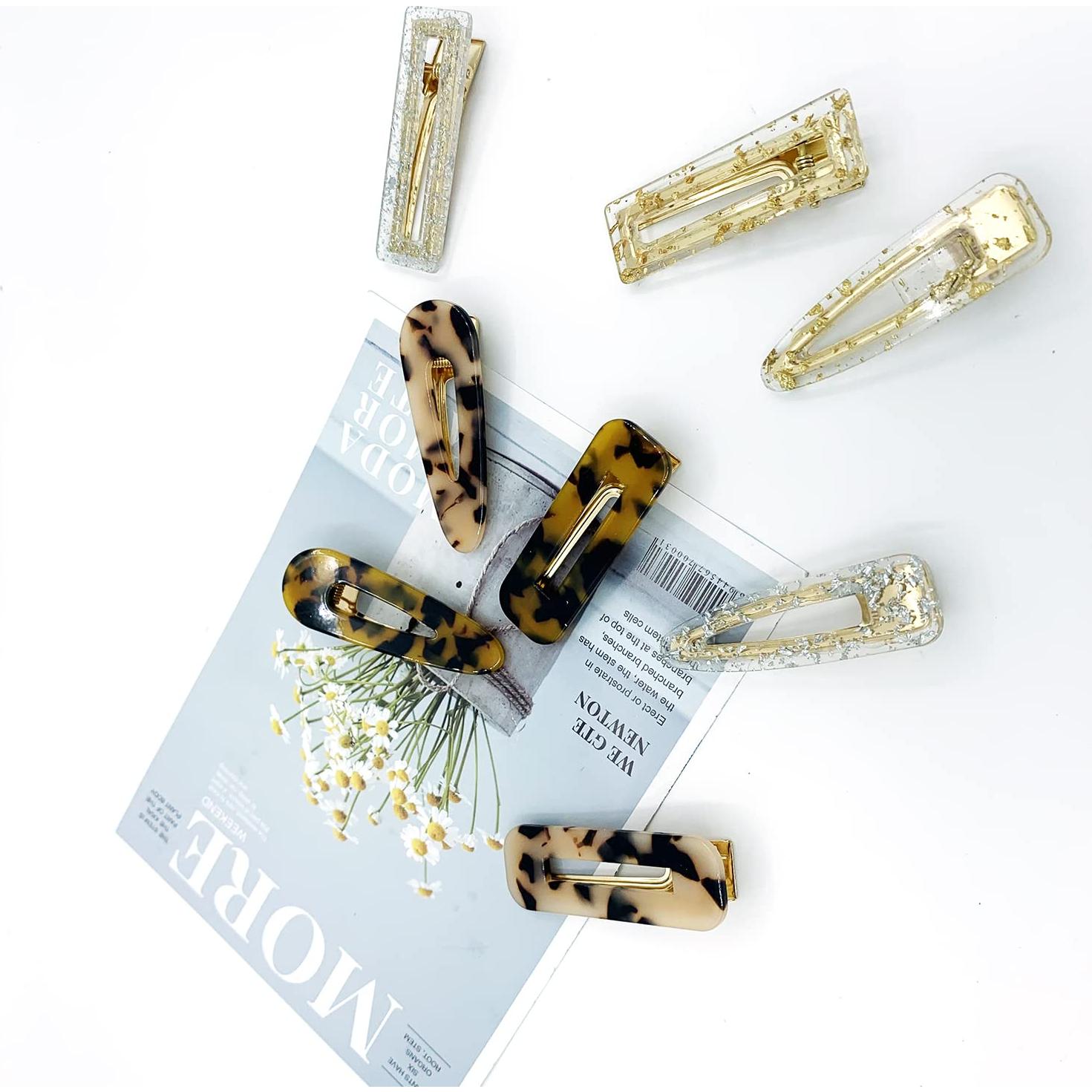 Juego de 12 Clips de Pelo Geométricos Doromy - Resina Acrílica