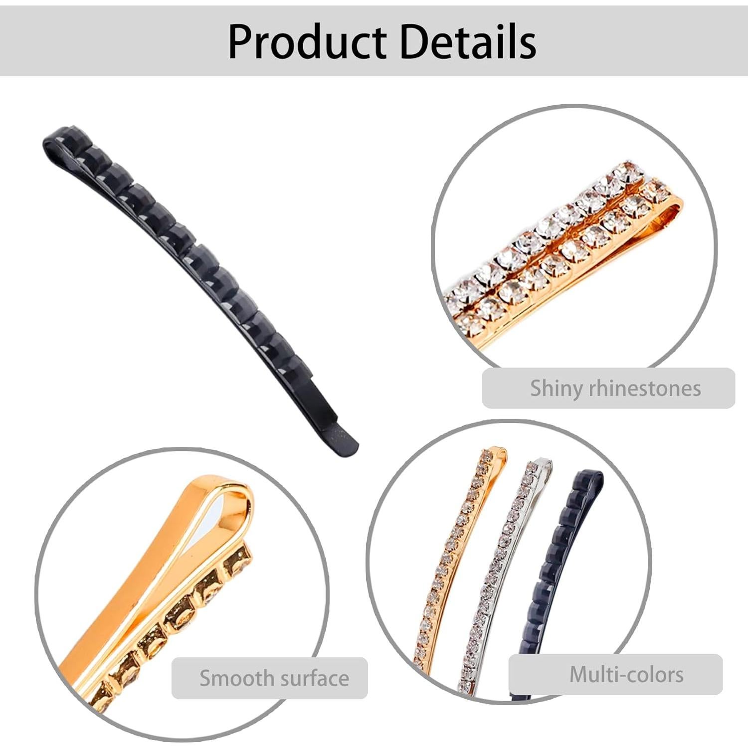 20 Horquillas de Strass HLTOO Clips de Pelo Brillantes