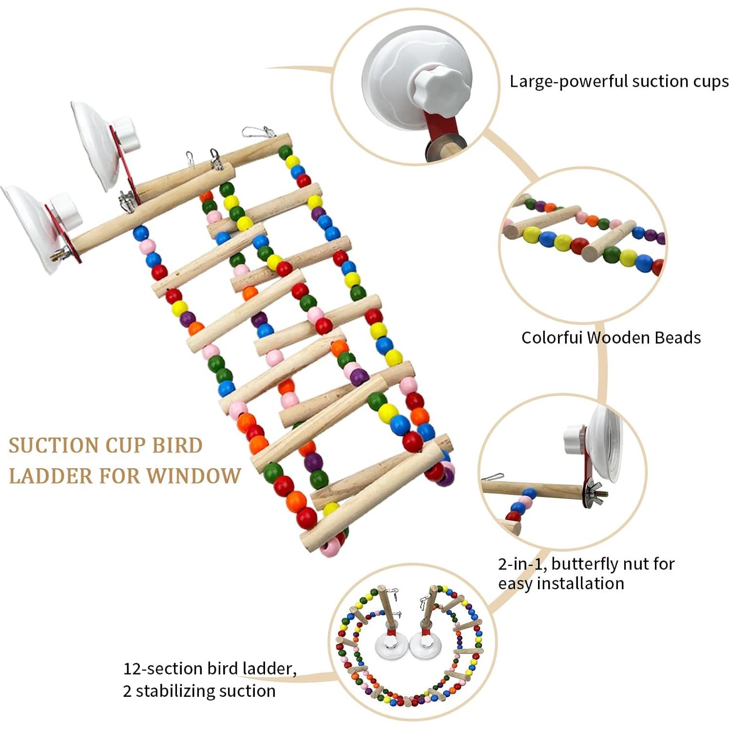 Escalera de Madera para Pájaros FlidRunest 65 cm Colorida