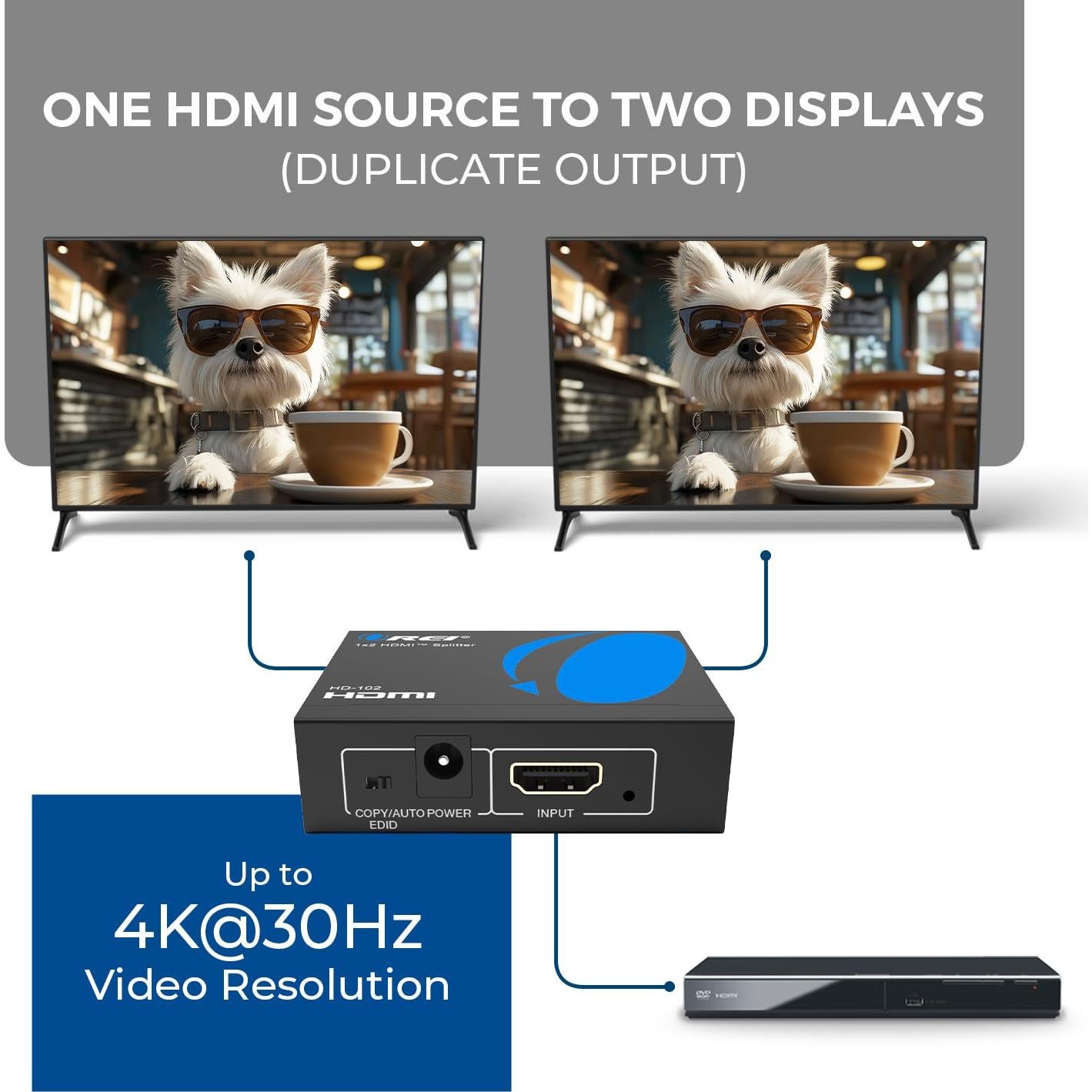 Divisor HDMI 1x2 OREI HD-102 4K@30Hz Espejo TV