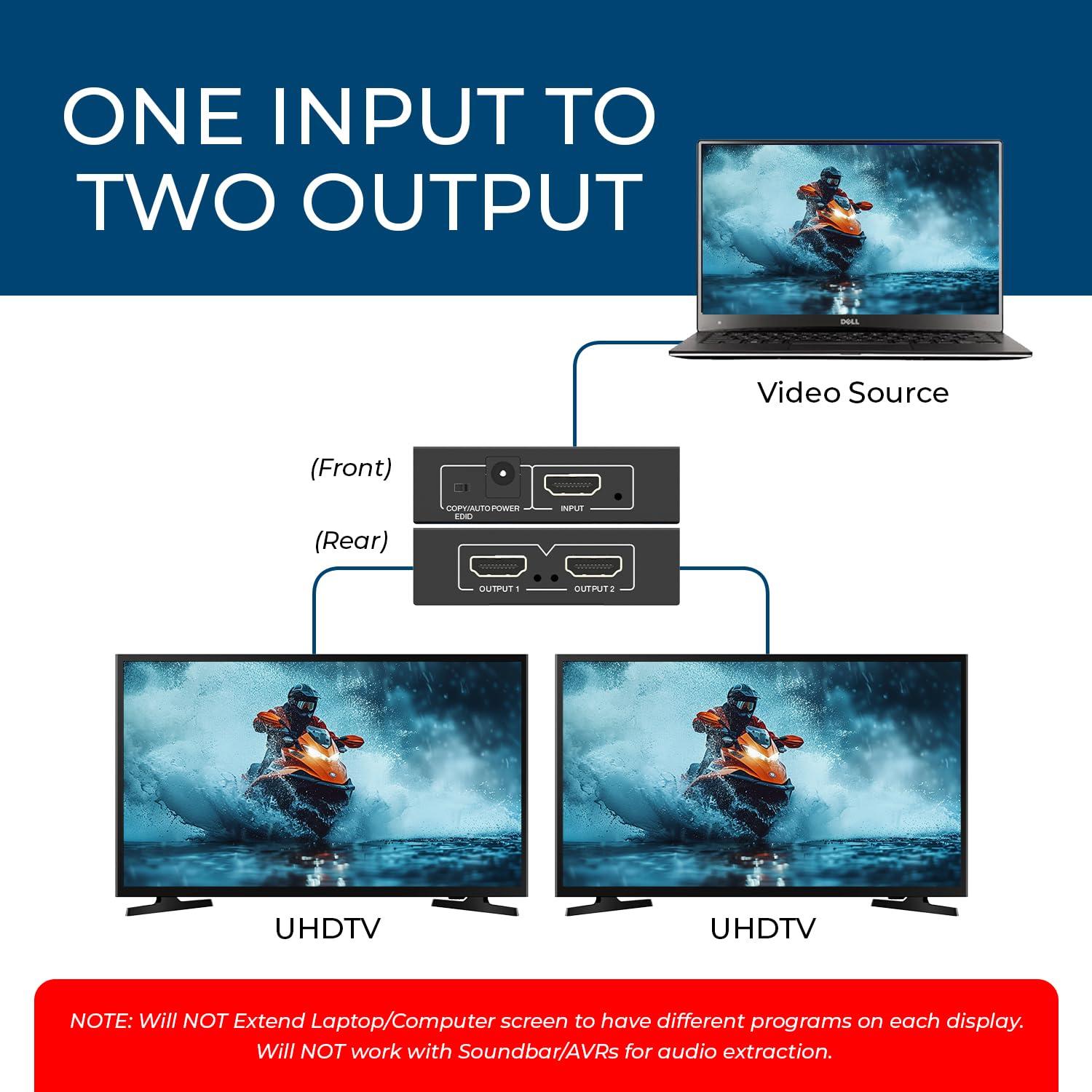 Divisor HDMI 1x2 OREI HD-102 4K@30Hz Espejo TV