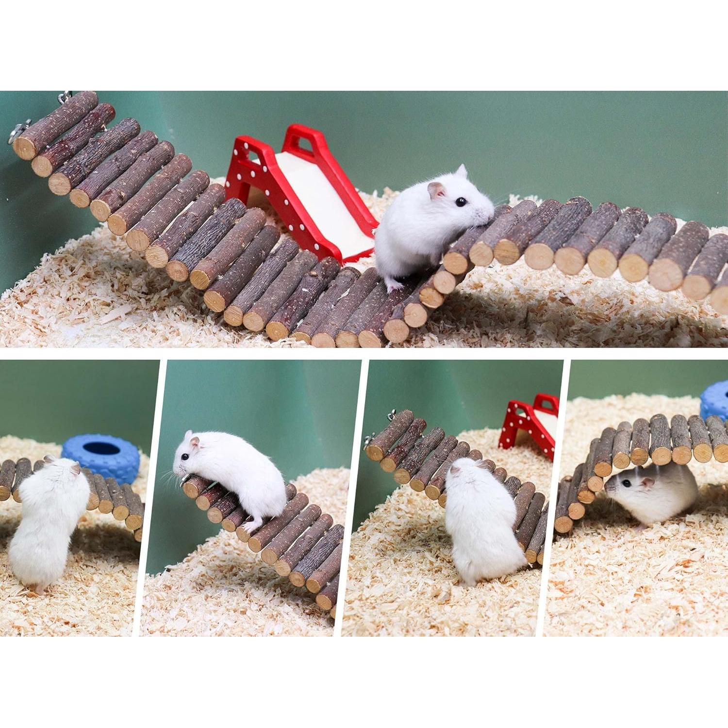 Puente de Escalera de Madera Dnoifne 60x8 cm para Hámster y Aves