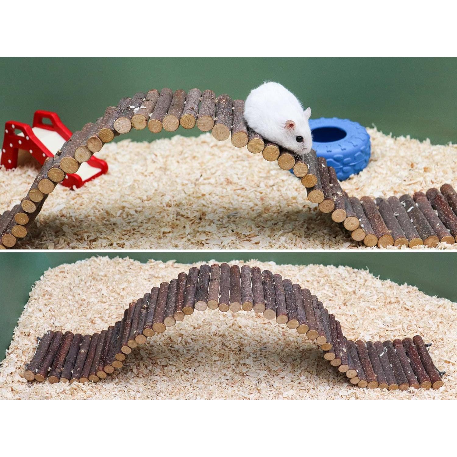 Puente de Escalera de Madera Dnoifne 60x8 cm para Hámster y Aves