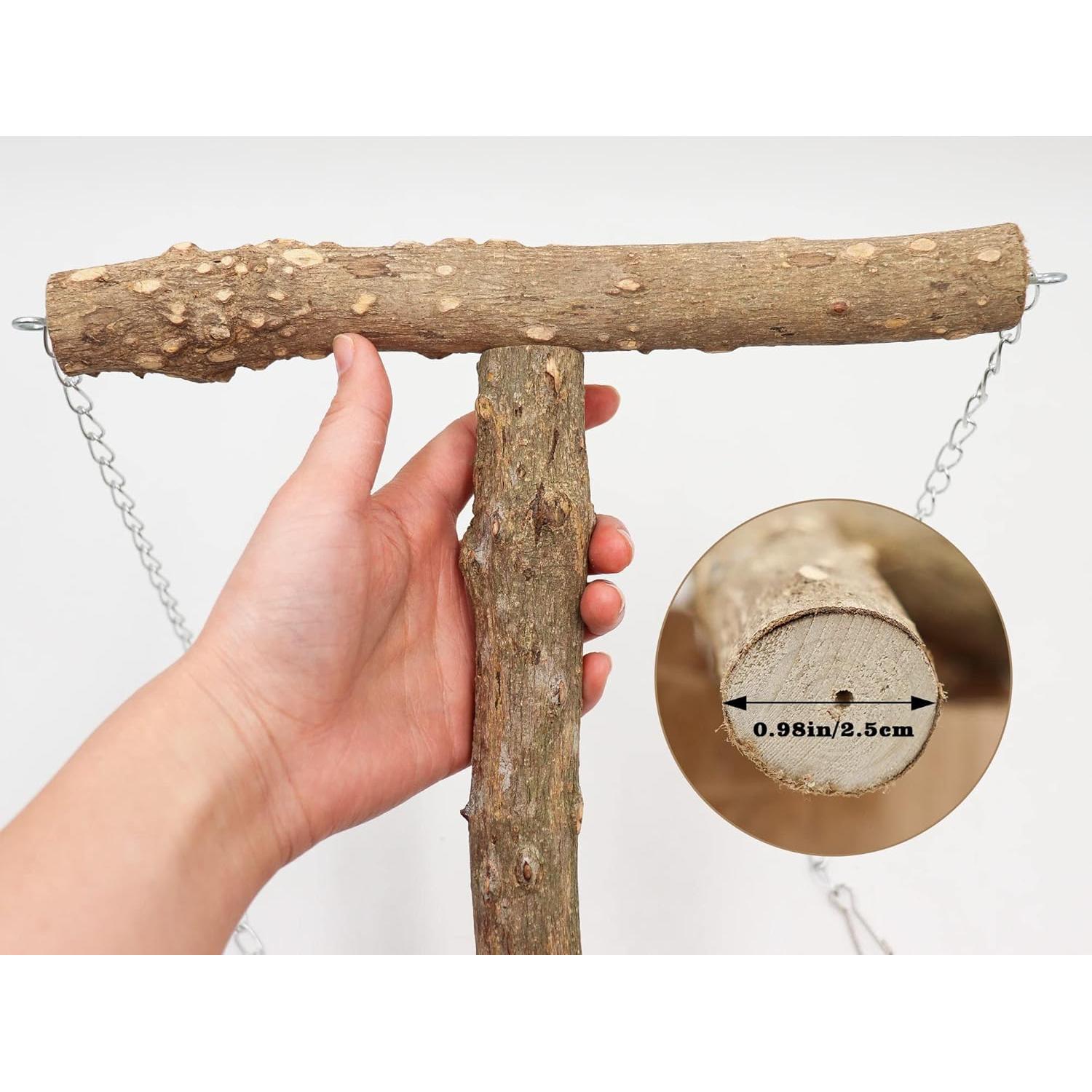 Columpio Grande para Aves Dnoifne 46.5x25x42 cm Madera Natural