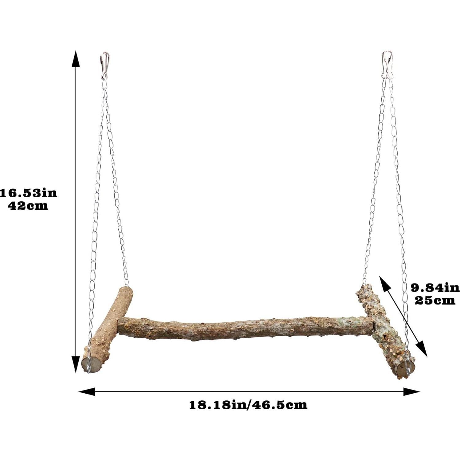 Columpio Grande para Aves Dnoifne 46.5x25x42 cm Madera Natural