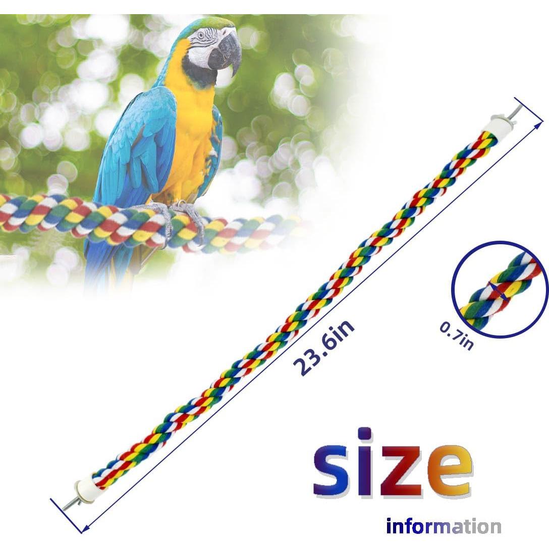 Percha de Cuerda para Aves Yuntop 60 cm - Columpio Colorido