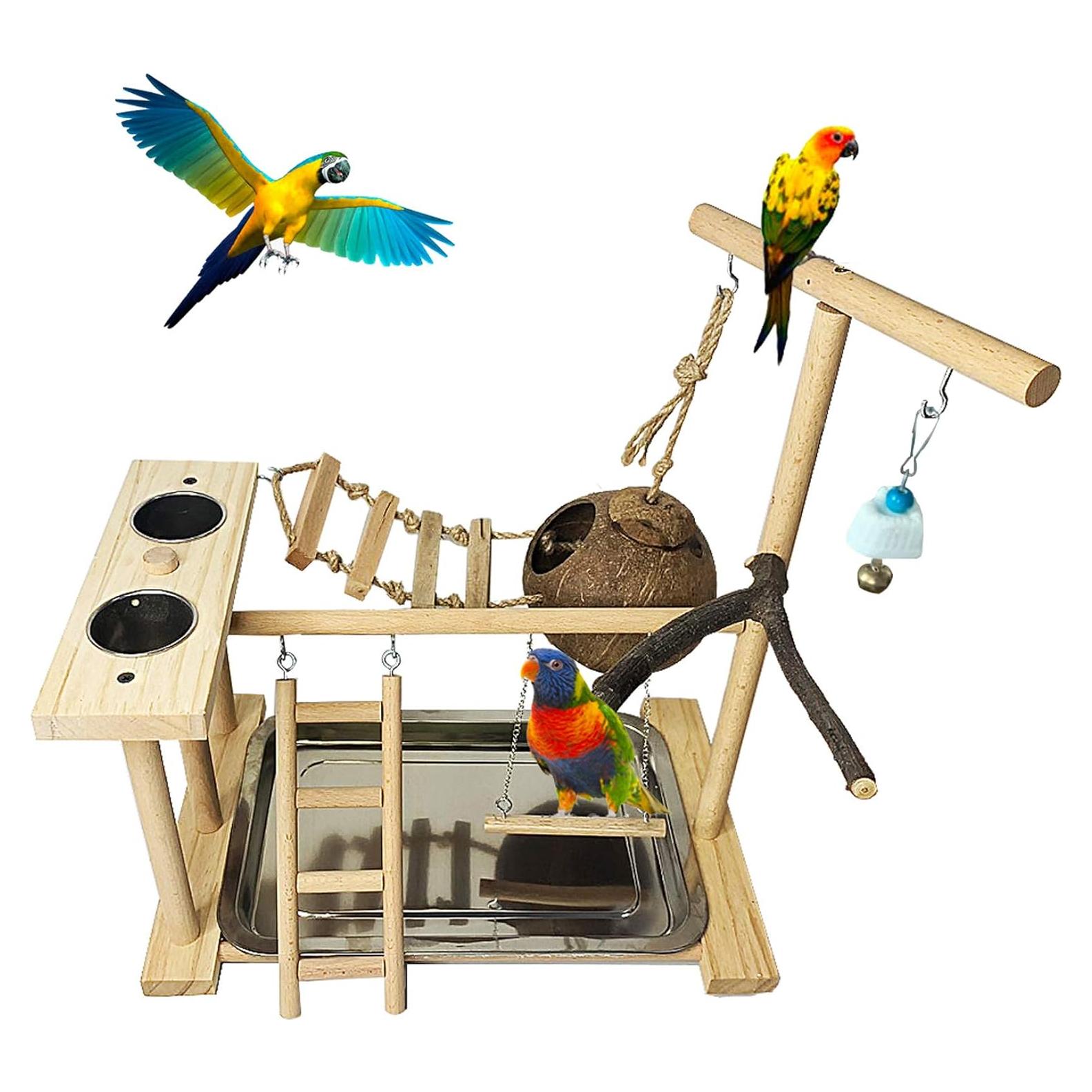 Parque de Aves Hamiledyi Soporte de Juego para Periquitos 38x24x41cm