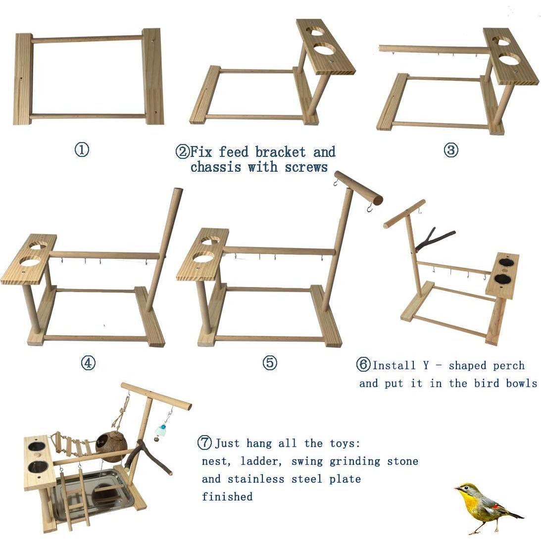 Parque de Aves Hamiledyi Soporte de Juego para Periquitos 38x24x41cm