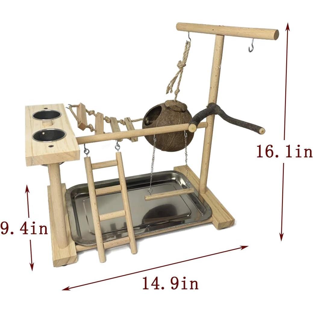 Parque de Aves Hamiledyi Soporte de Juego para Periquitos 38x24x41cm