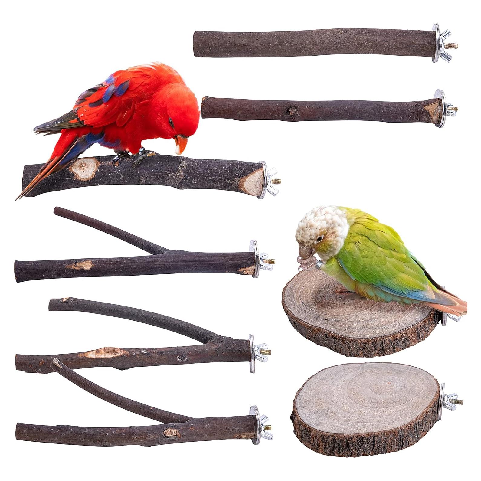 Soporte para Percha de Pájaro de Madera Natural Deloky 8 PCS