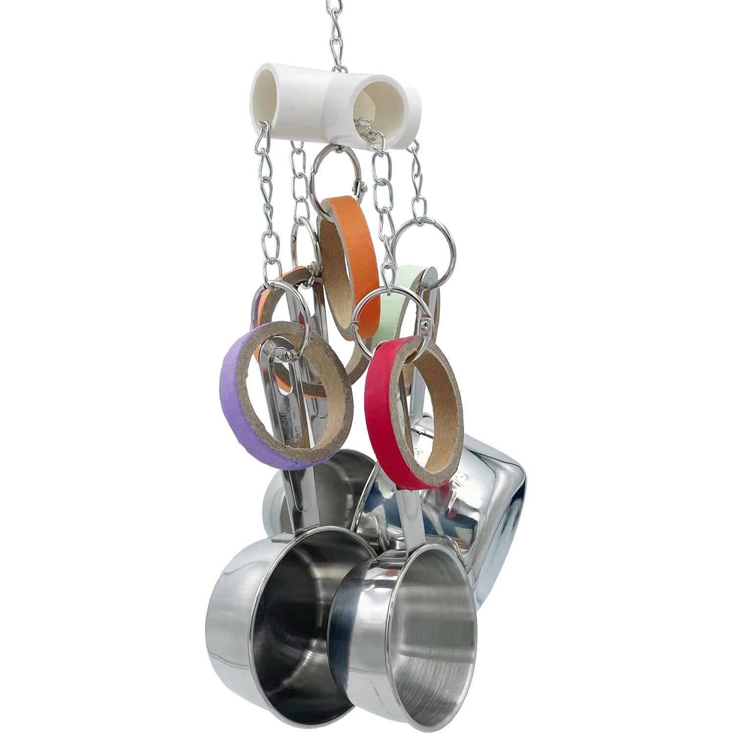 Juguete para Aves Loros GILYGI con Tazas de Acero Inoxidable