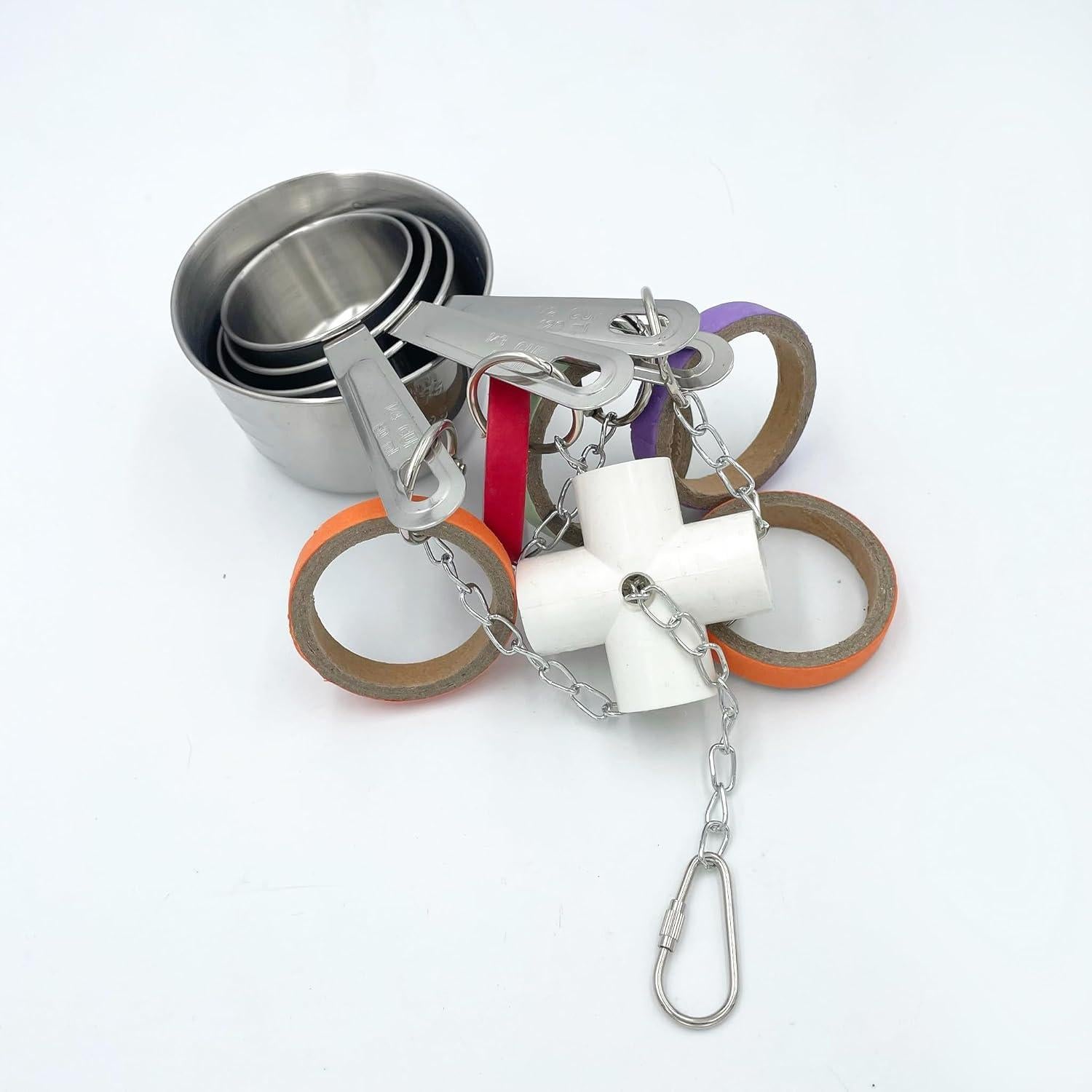 Juguete para Aves Loros GILYGI con Tazas de Acero Inoxidable