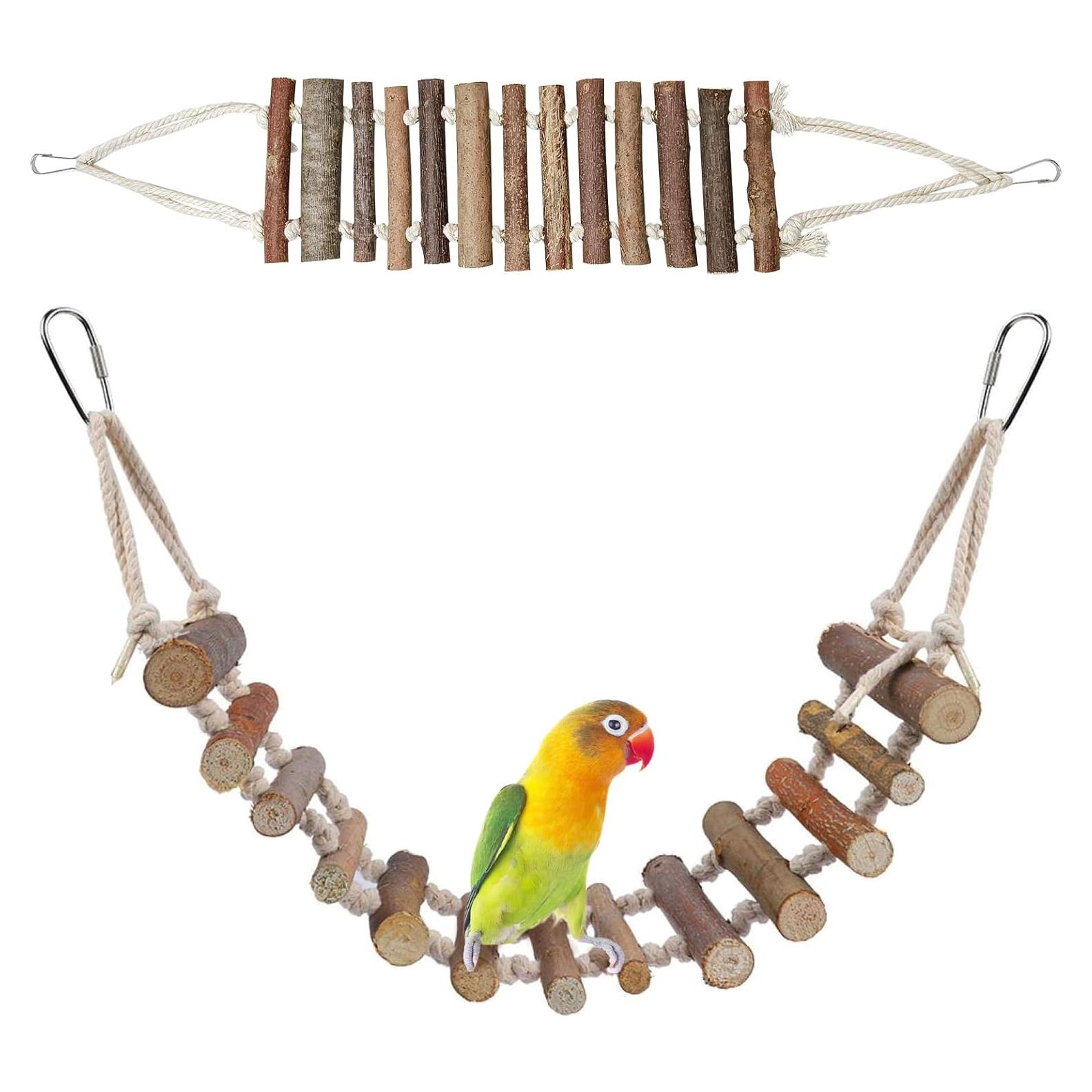 Escaleras de Cuerda de Madera BNOSDM 2 Pcs para Aves 60x10cm