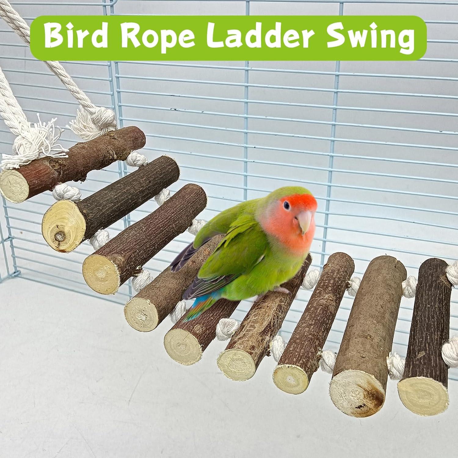 Escaleras de Cuerda de Madera BNOSDM 2 Pcs para Aves 60x10cm