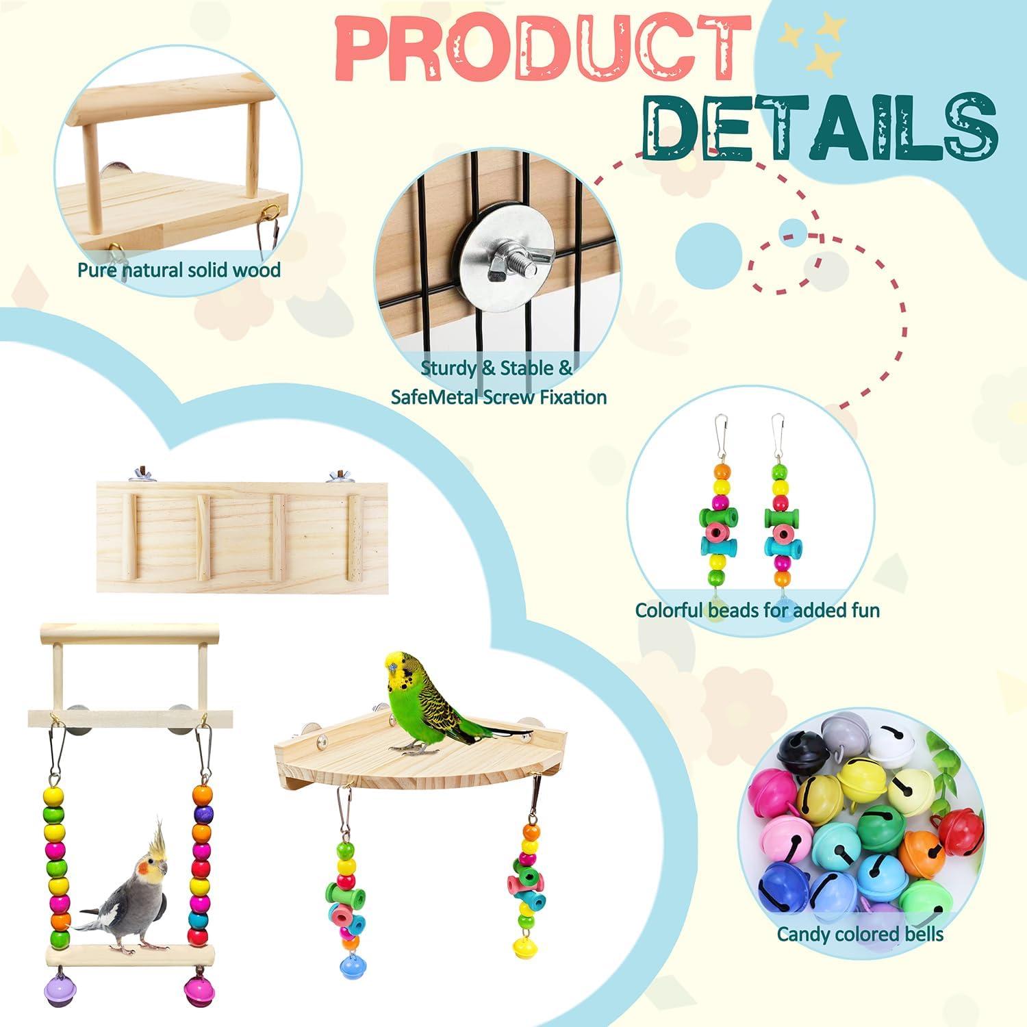 Juego de 3 Perchas para Aves Sysmashing con Escalera 33.78cm