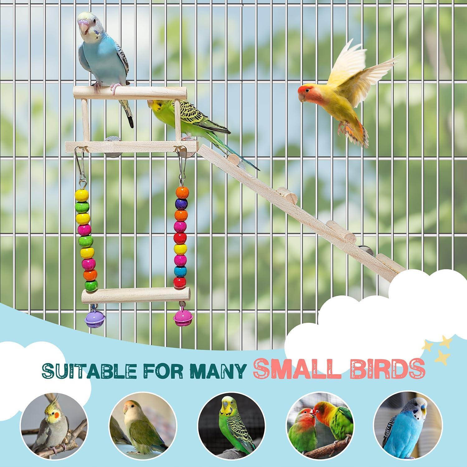 Juego de 3 Perchas para Aves Sysmashing con Escalera 33.78cm