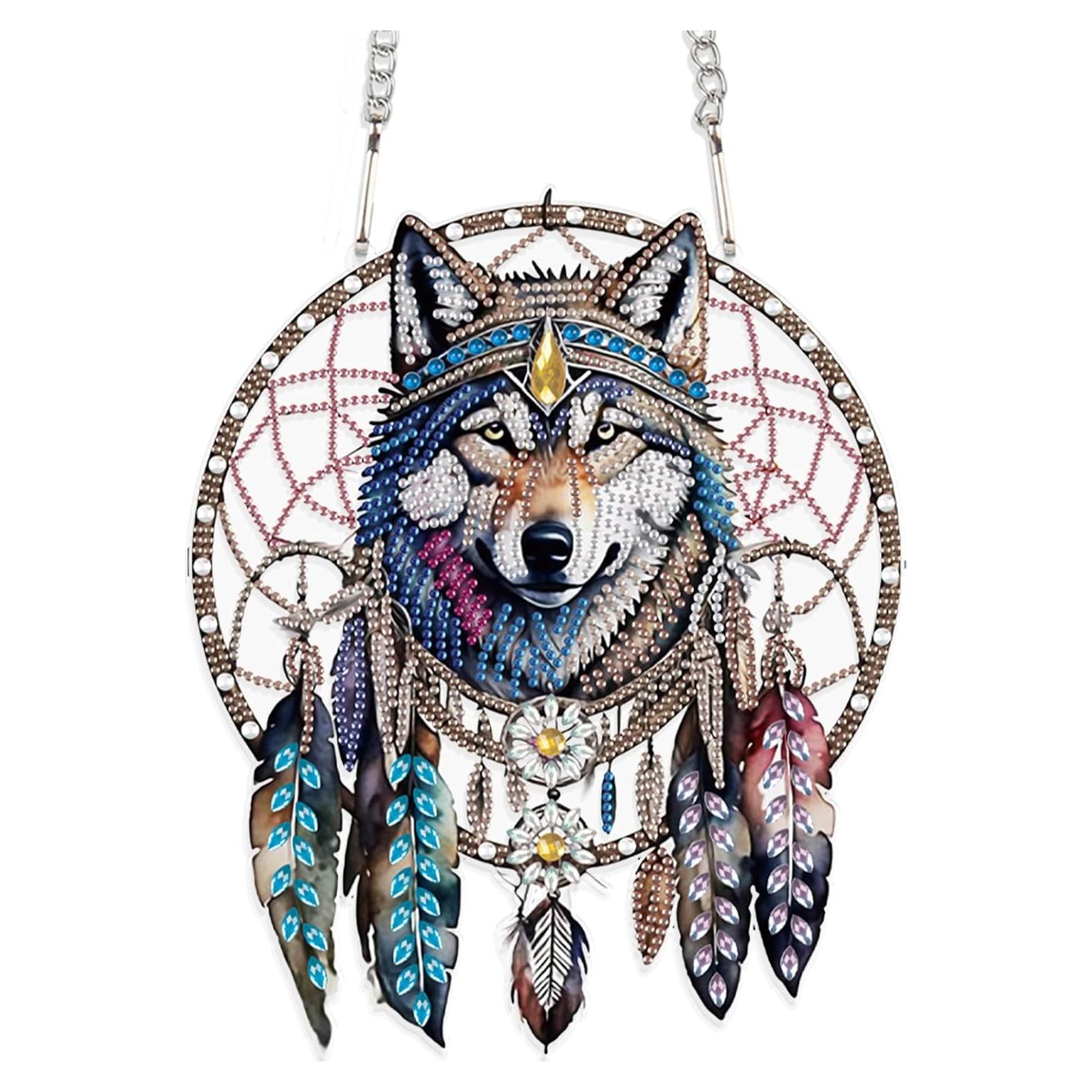 Colgante de Pintura de Diamante JISHSHAY Lobo 16x16cm