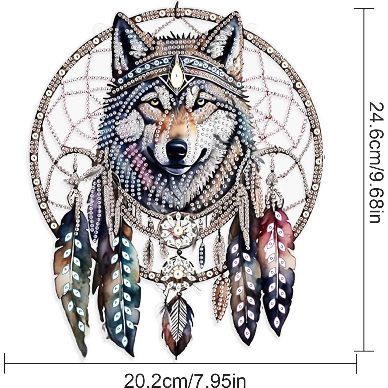 Colgante de Pintura de Diamante JISHSHAY Lobo 16x16cm