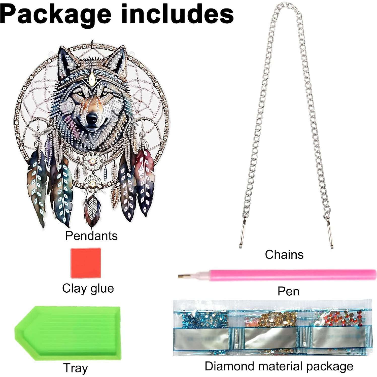 Colgante de Pintura de Diamante JISHSHAY Lobo 16x16cm