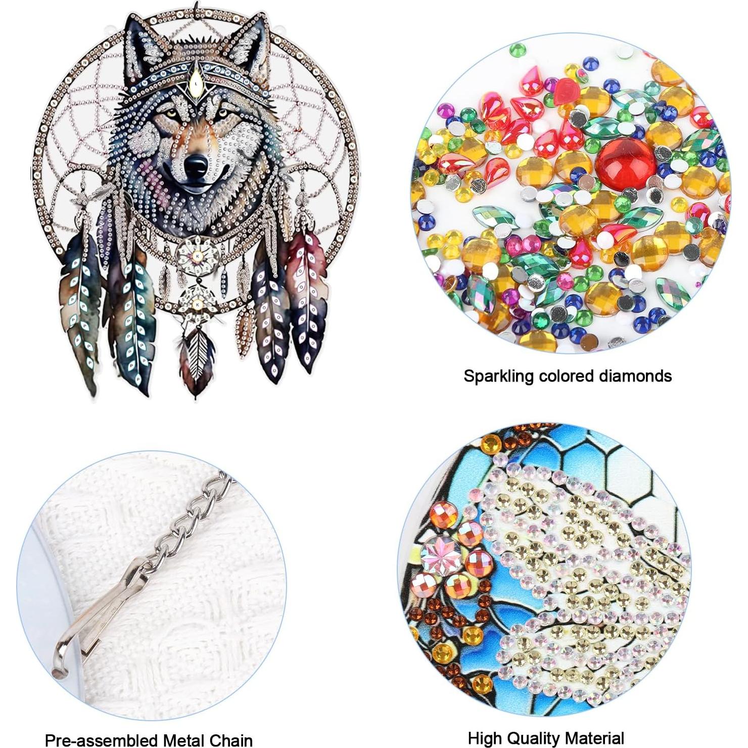 Colgante de Pintura de Diamante JISHSHAY Lobo 16x16cm