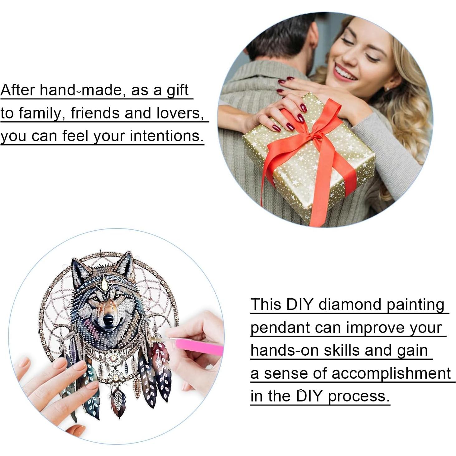 Colgante de Pintura de Diamante JISHSHAY Lobo 16x16cm