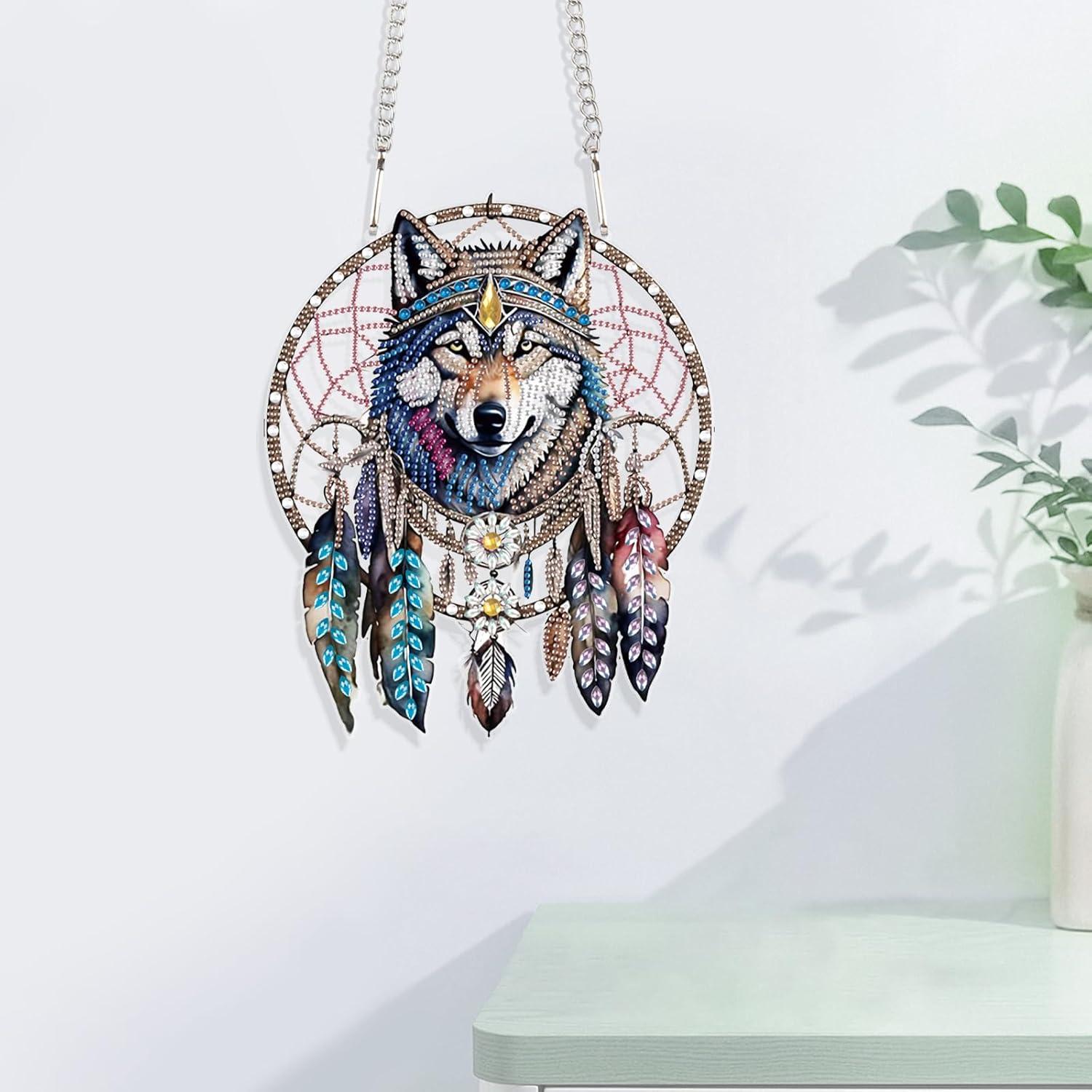 Colgante de Pintura de Diamante JISHSHAY Lobo 16x16cm