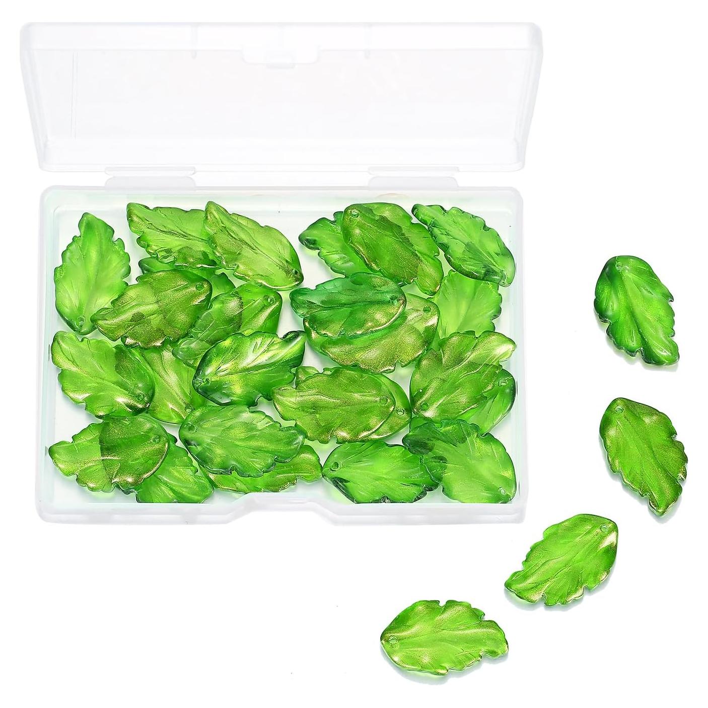 30 Cuentas Espaciadoras de Cristal Hoja LUBINGSHINE Verde Claro