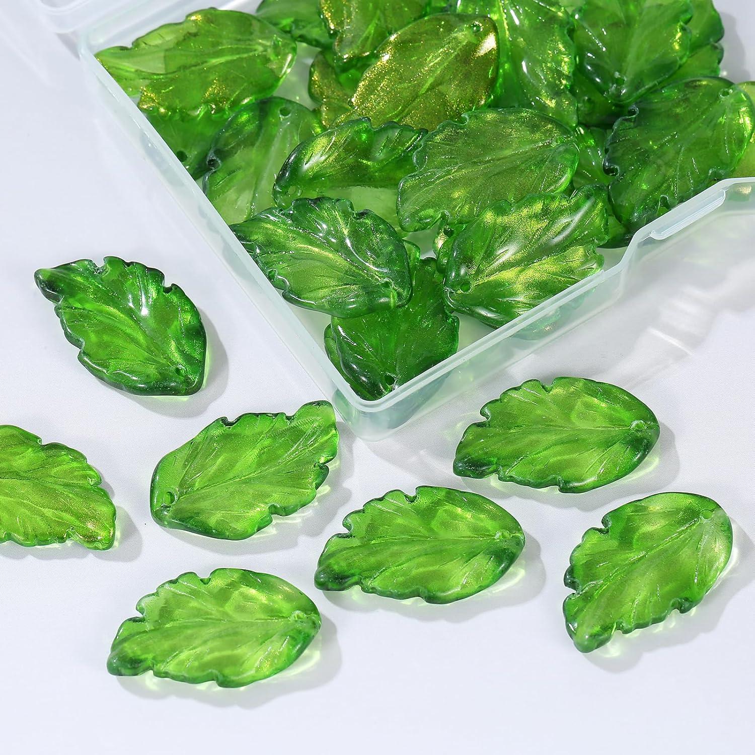 30 Cuentas Espaciadoras de Cristal Hoja LUBINGSHINE Verde Claro
