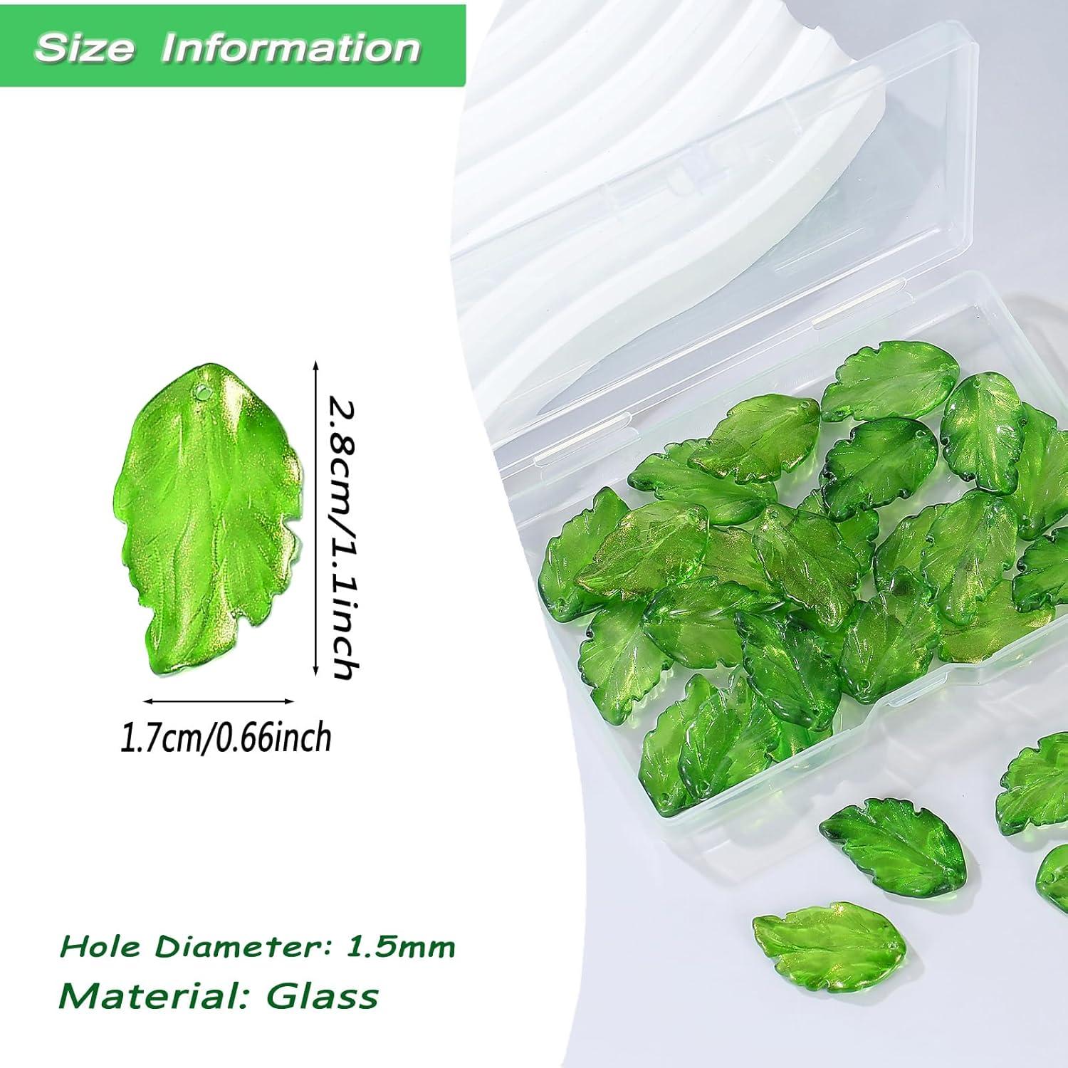 30 Cuentas Espaciadoras de Cristal Hoja LUBINGSHINE Verde Claro