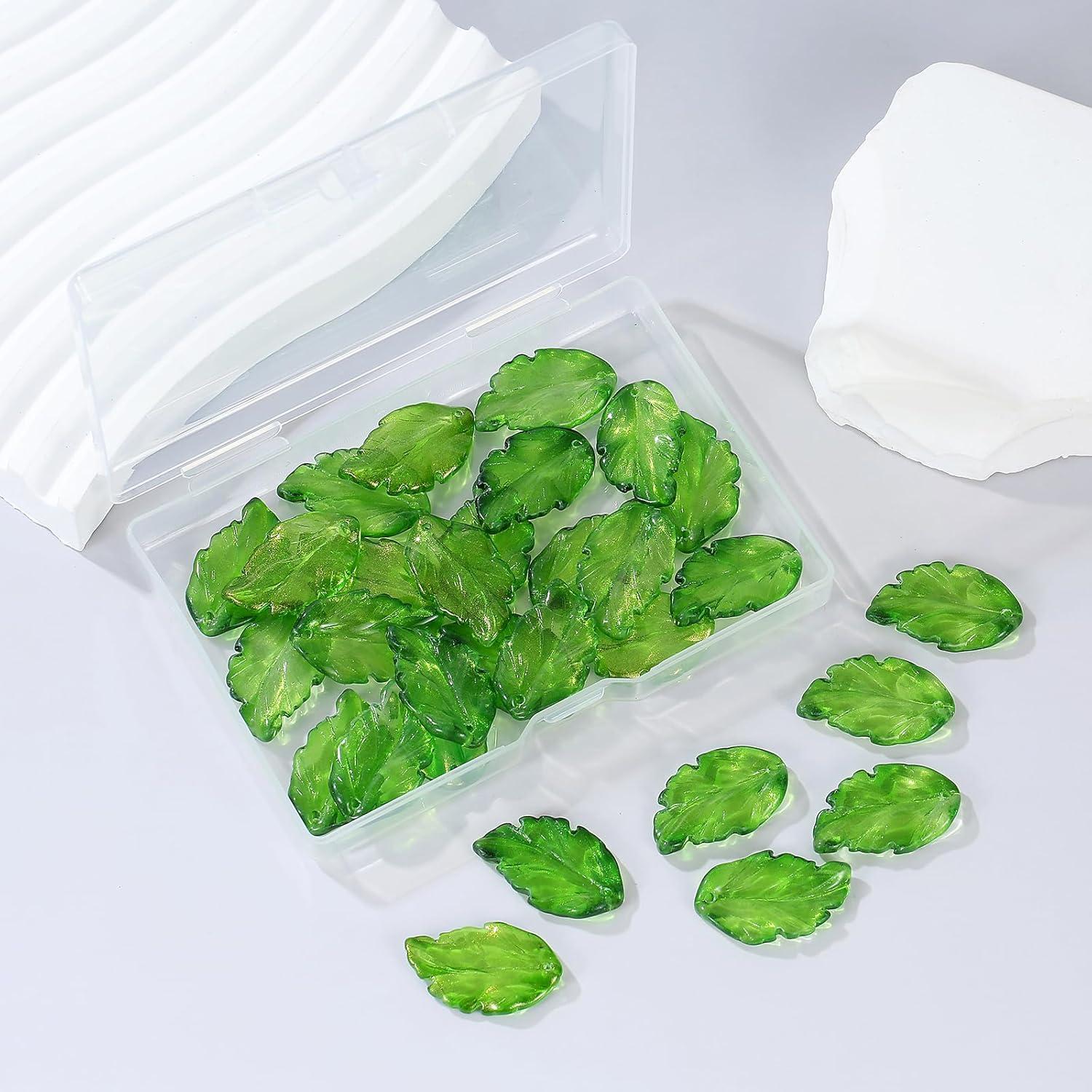 30 Cuentas Espaciadoras de Cristal Hoja LUBINGSHINE Verde Claro