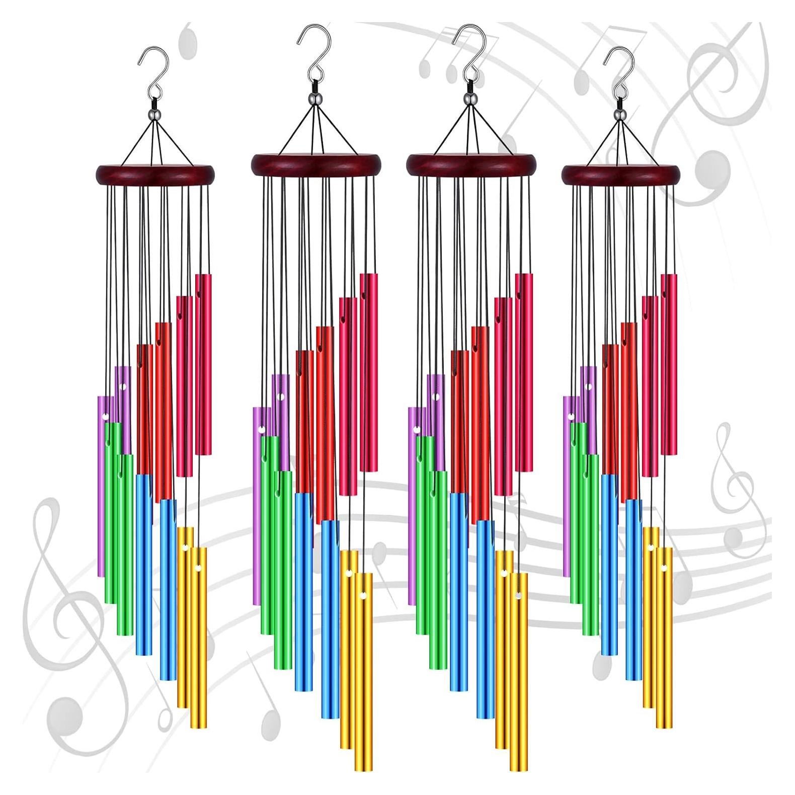 Carillones de Viento Wesiti 4 Pcs Coloridos 12 Tubos Aluminio