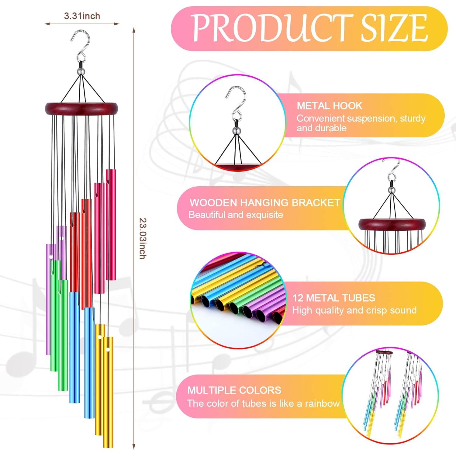 Carillones de Viento Wesiti 4 Pcs Coloridos 12 Tubos Aluminio