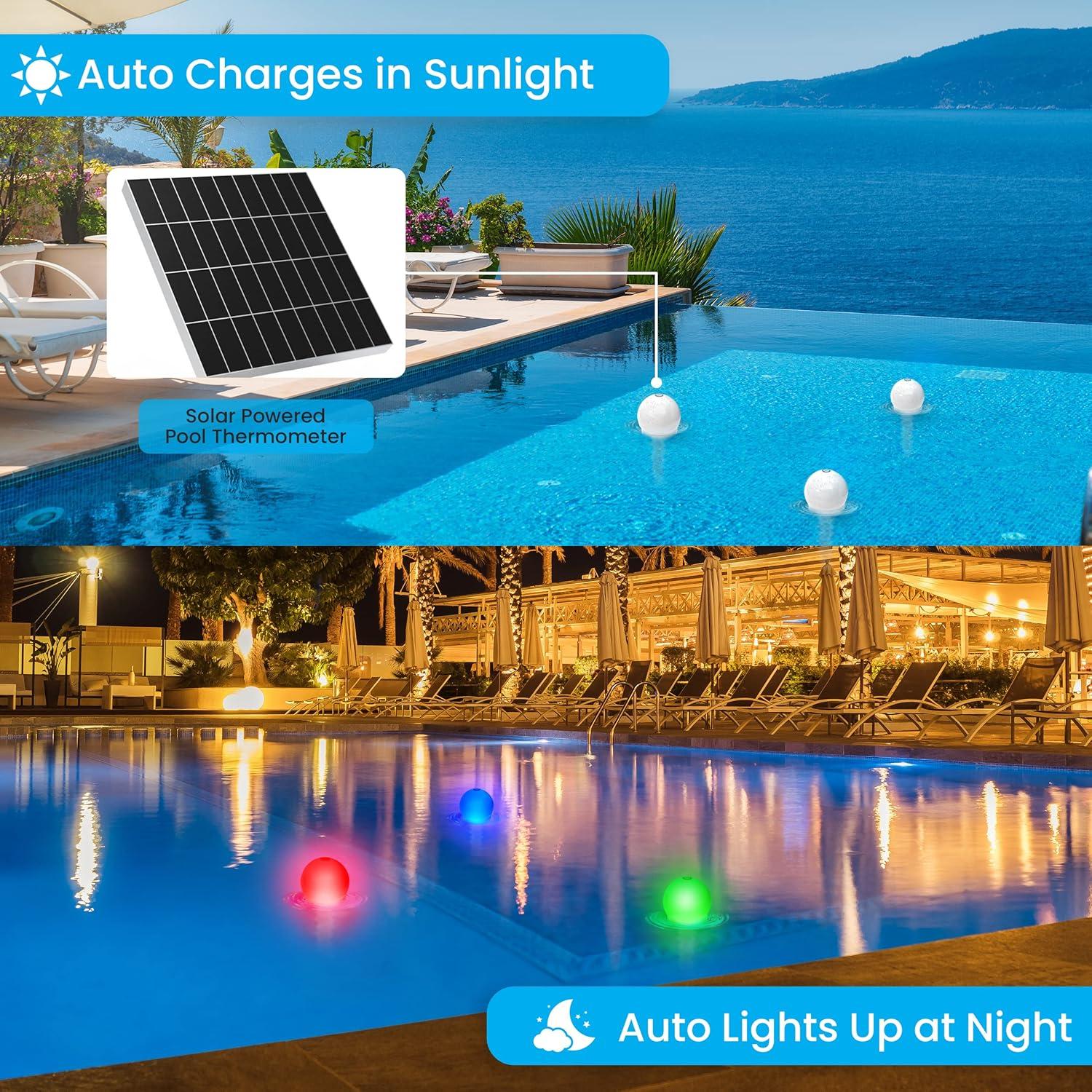 Termómetro Flotante Solar Pyle con Luz LED para Piscina