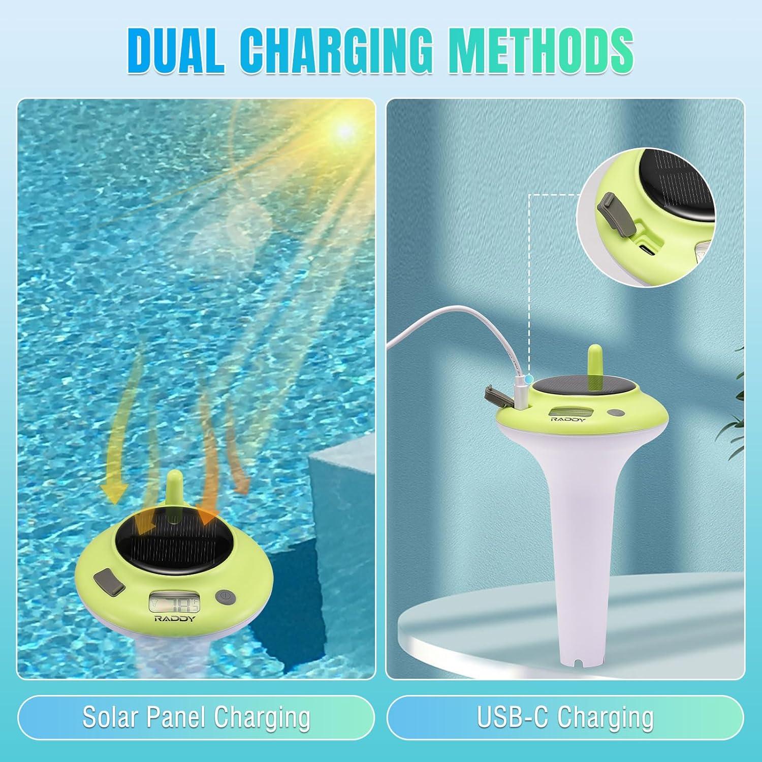 Termómetro de piscina solar Raddy PT-5 LCD impermeable