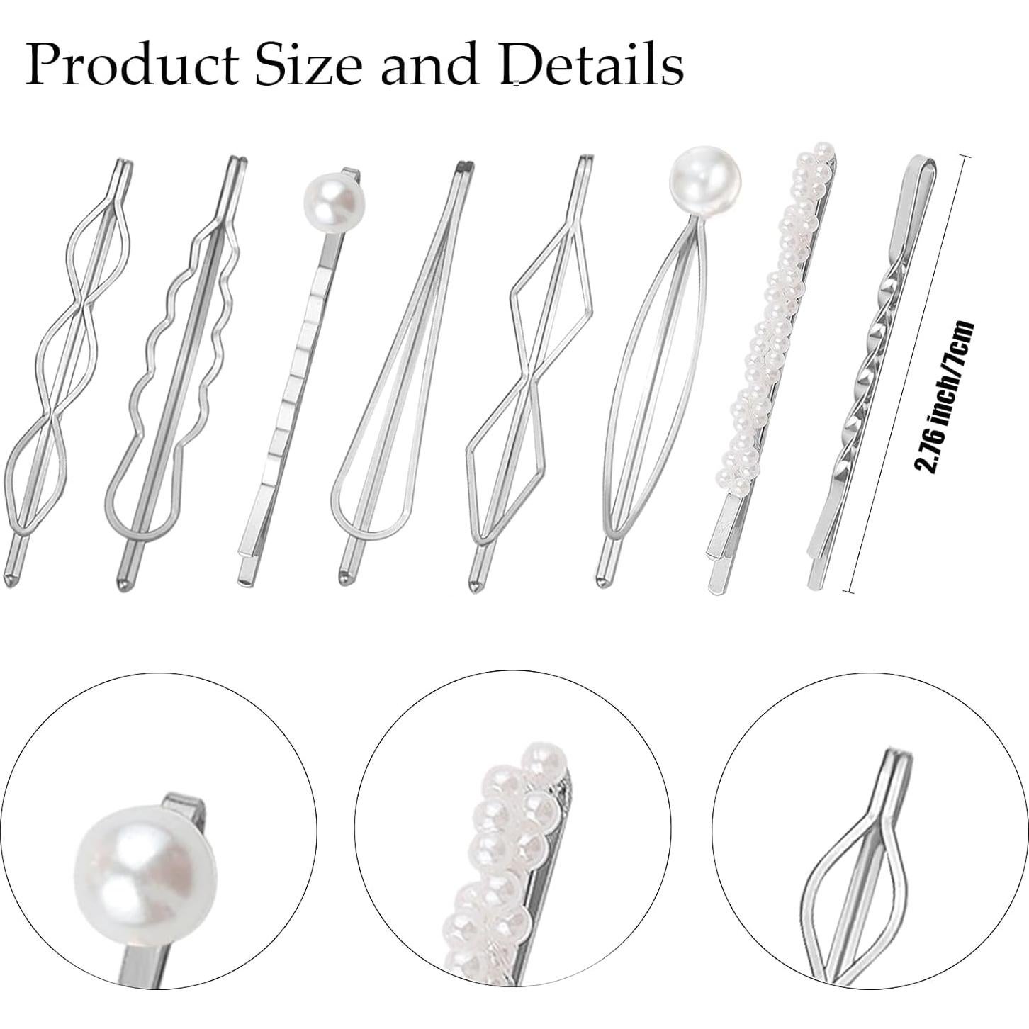 Conjunto 16 Clips de Cabello Geométricos BOYIVI Plata