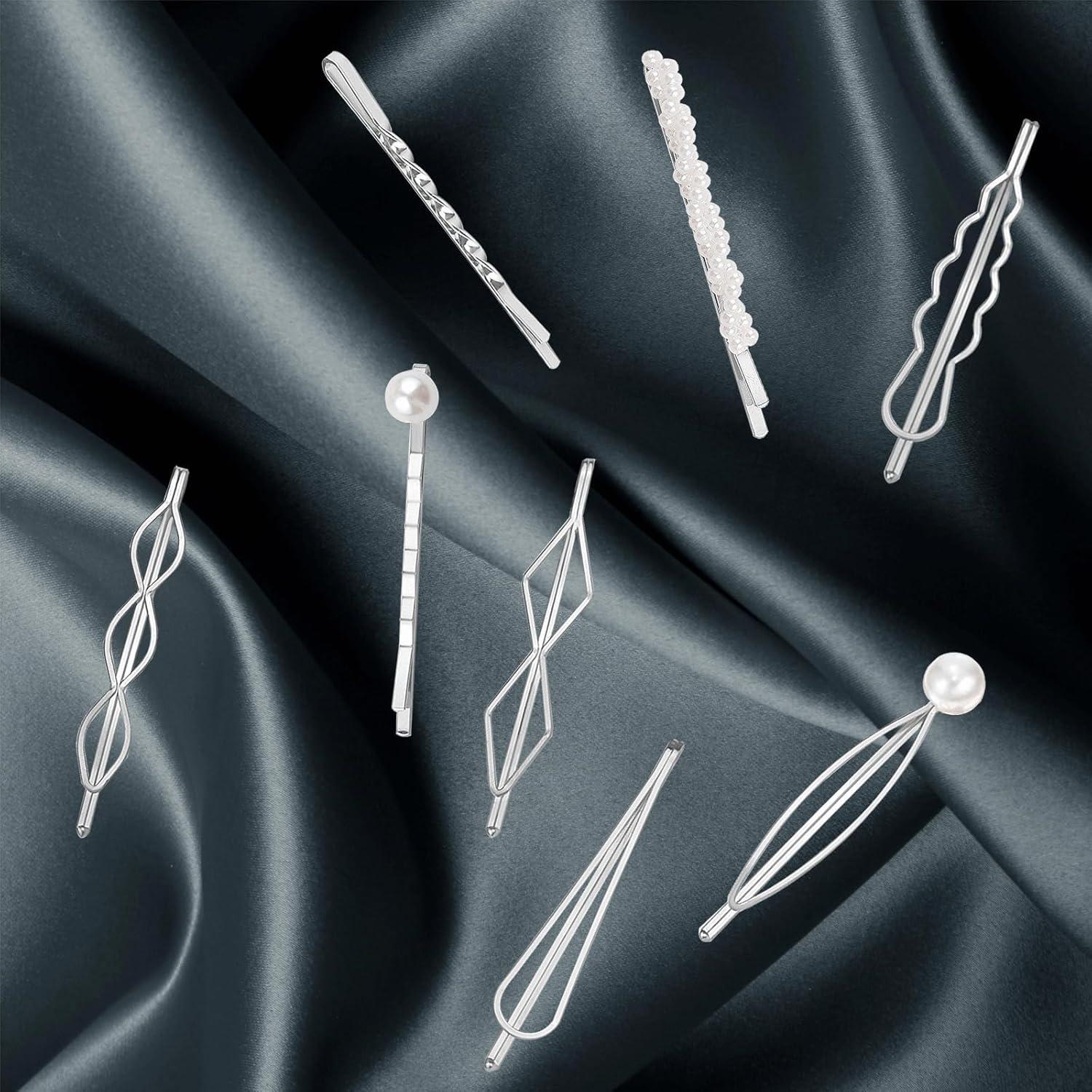 Conjunto 16 Clips de Cabello Geométricos BOYIVI Plata