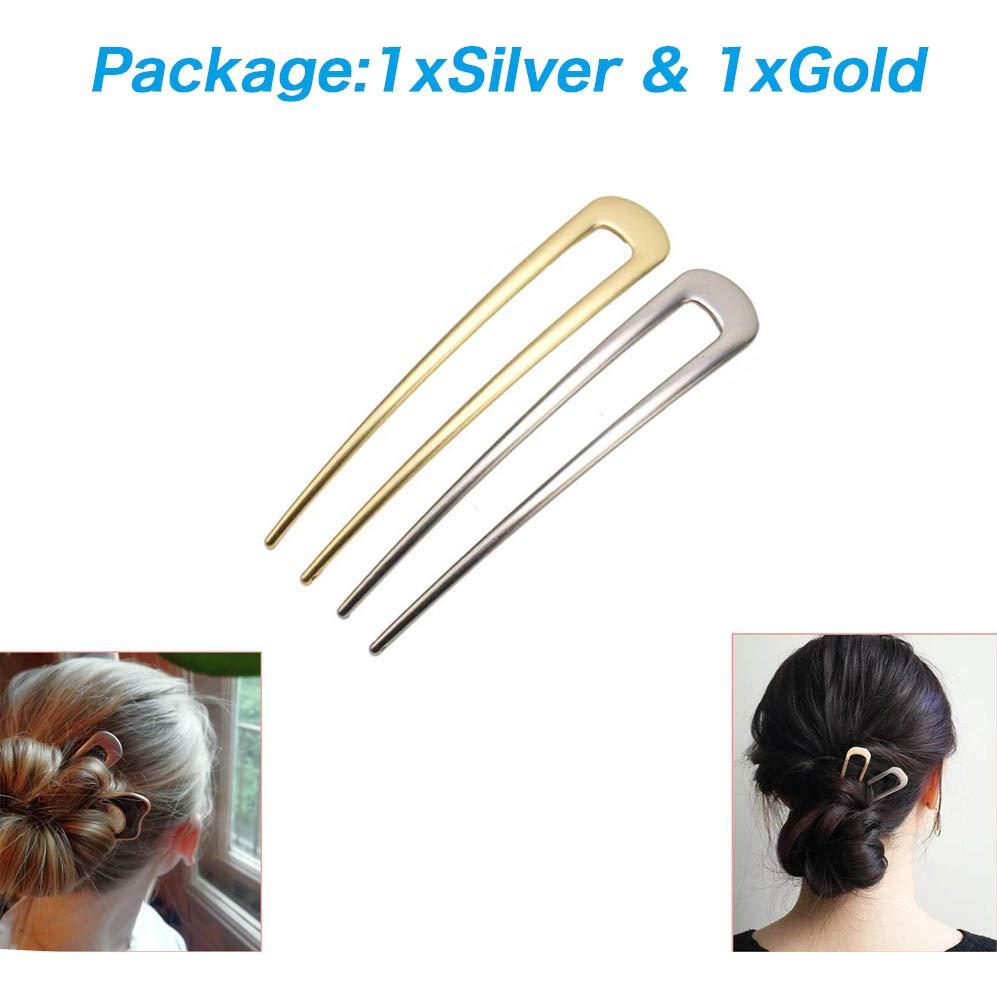 Paquete de 2 Horquillas en U Benefree Plata y Oro para Cabello