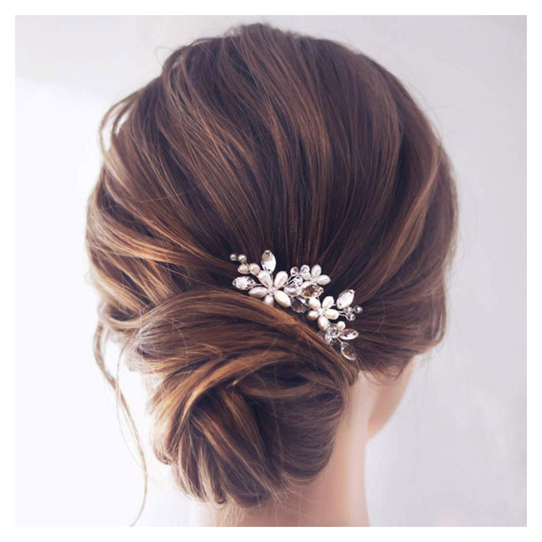 Horquillas de Pelo Plateadas JAKAWIN para Novias - 2 Piezas