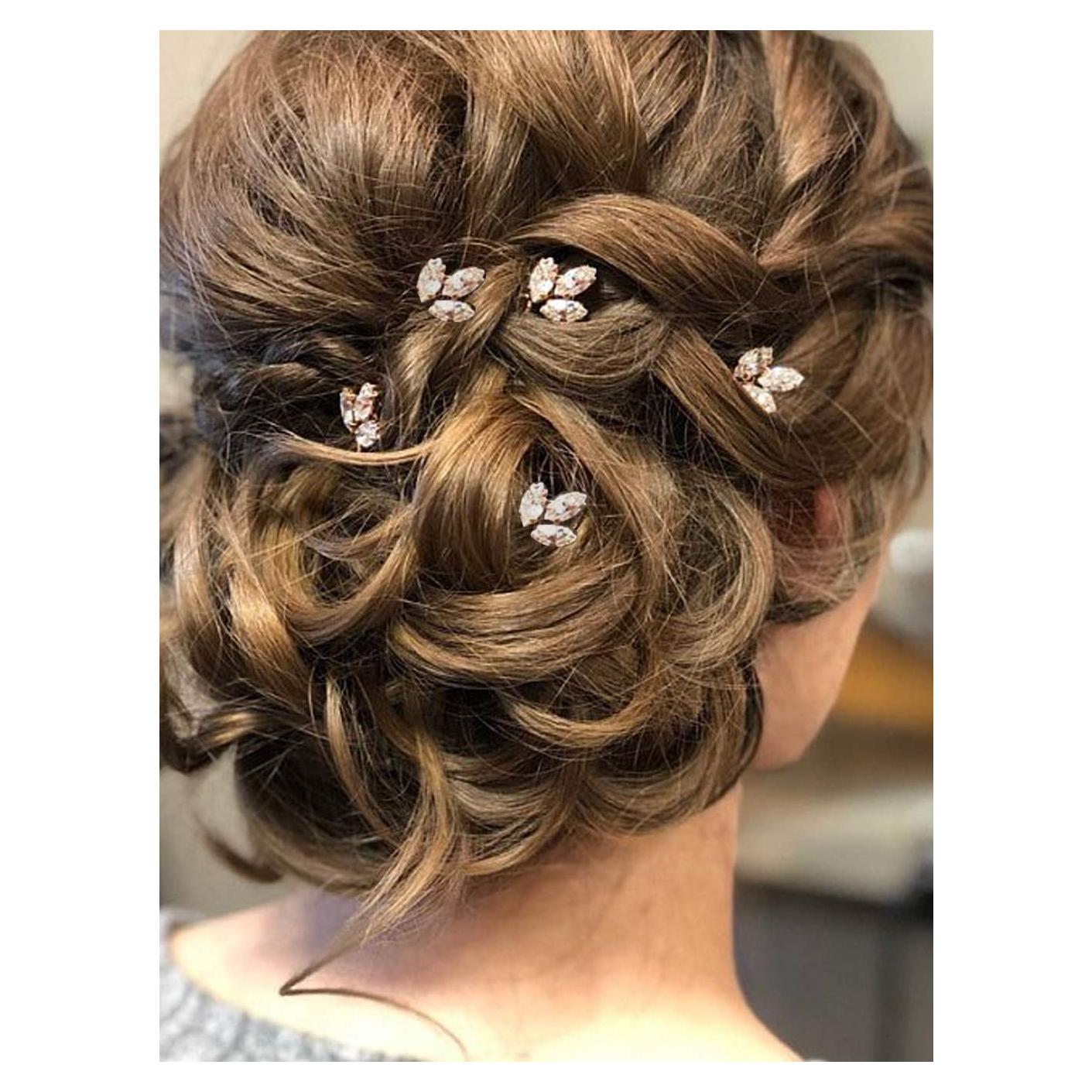 Horquillas de boda Aegenacess 5PCS Plata con Strass