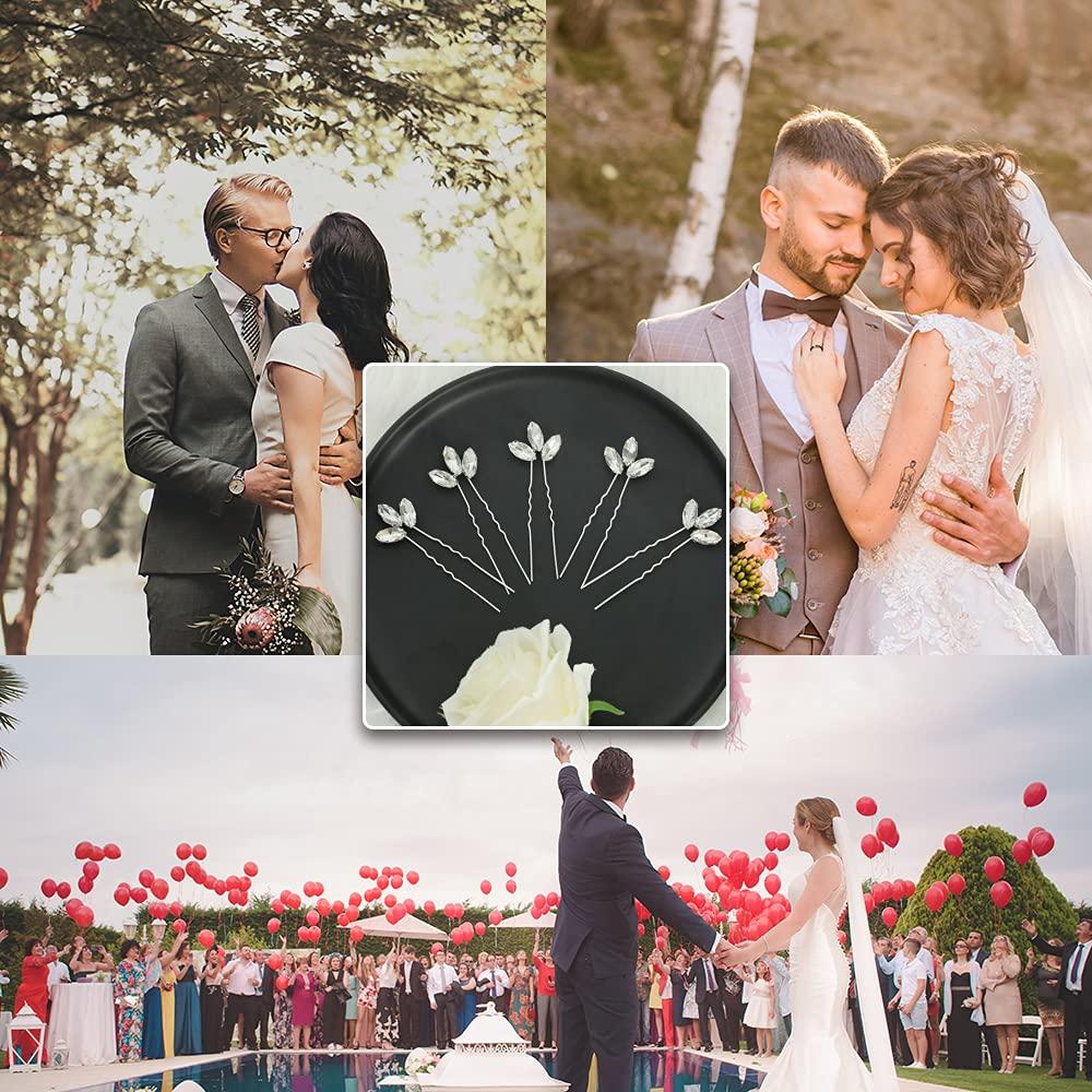 Horquillas de boda Aegenacess 5PCS Plata con Strass