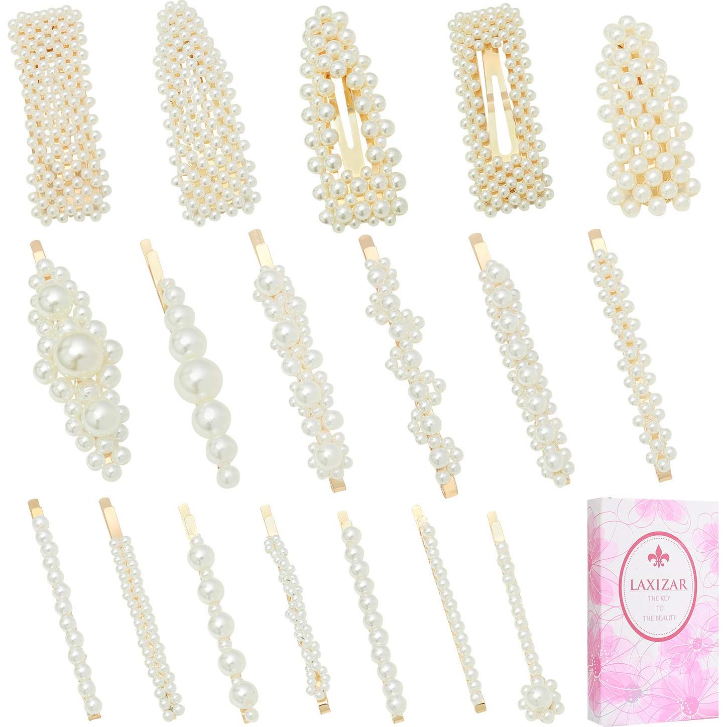 Clips de Perlas Laxizar 18 Pcs Accesorios de Moda para Cabello