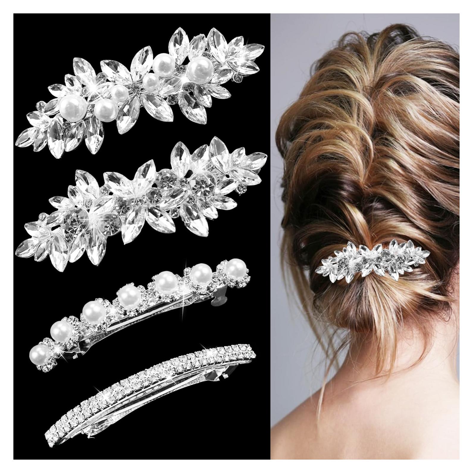 Clip para Cabello de Novia LAPOHI - 4 Piezas con Rhinestones