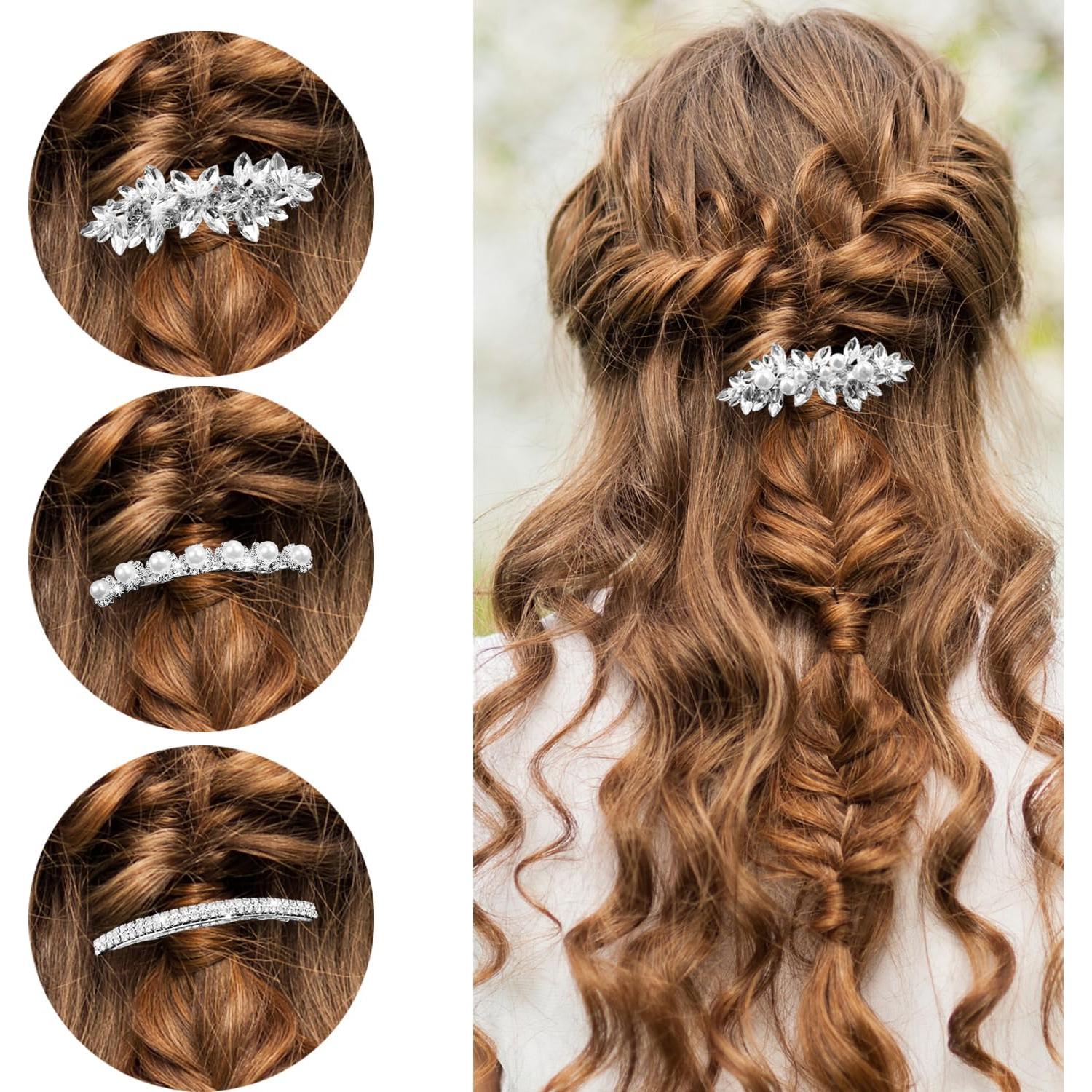 Clip para Cabello de Novia LAPOHI - 4 Piezas con Rhinestones