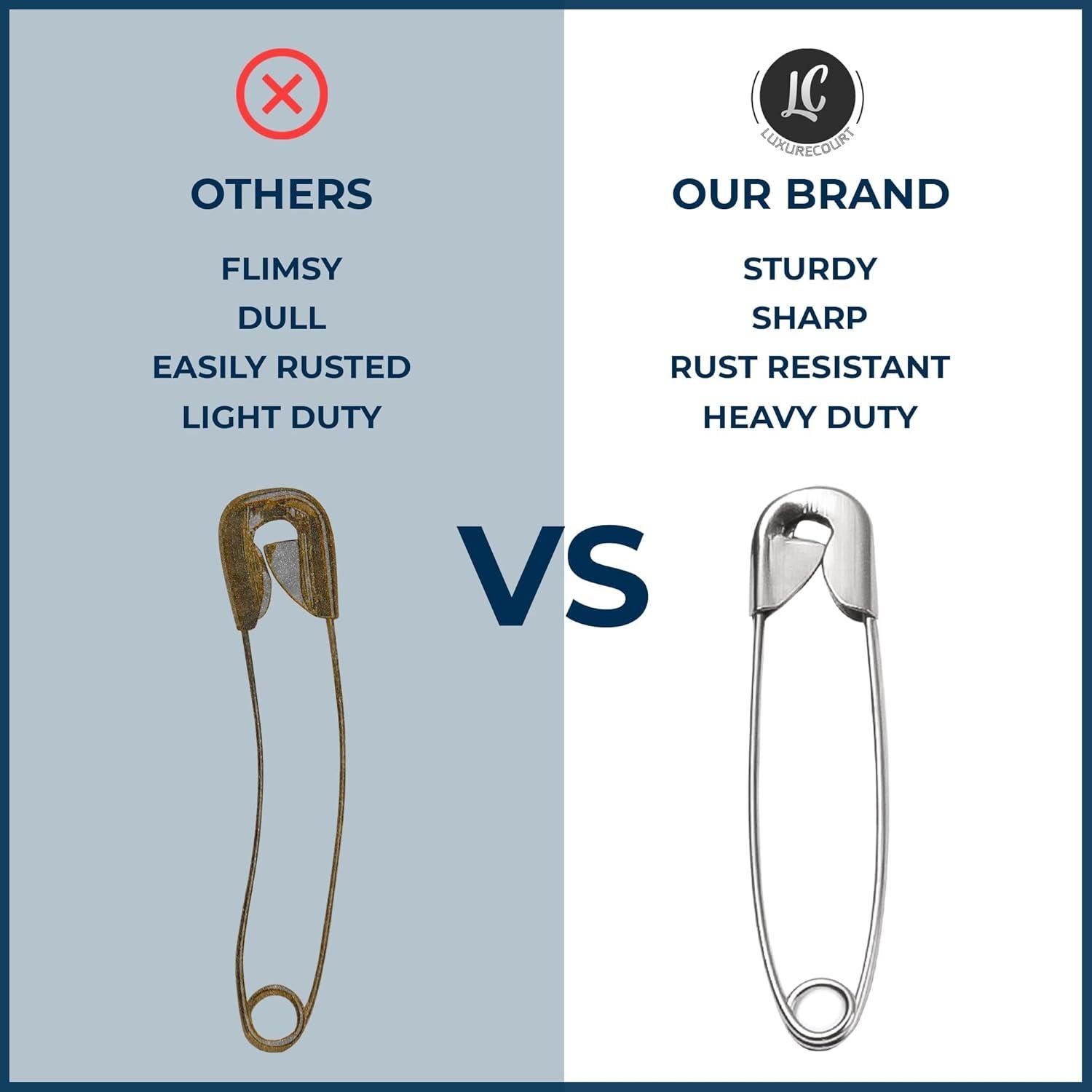 Paquete de 250 Alfileres de Seguridad Luxurecourt - 4 Tamaños