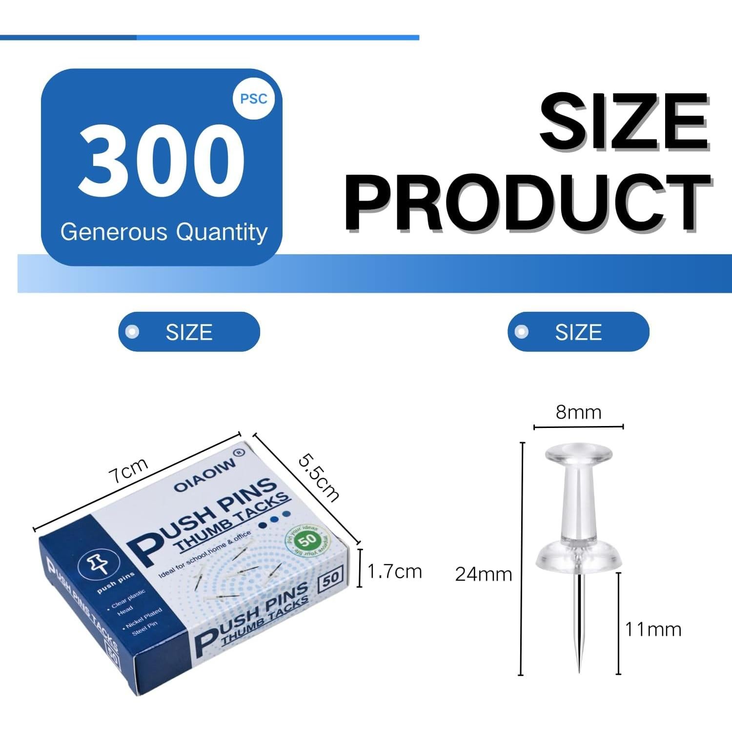 Chinchetas Transparentes OIAOIW 300 Piezas 2.54 cm