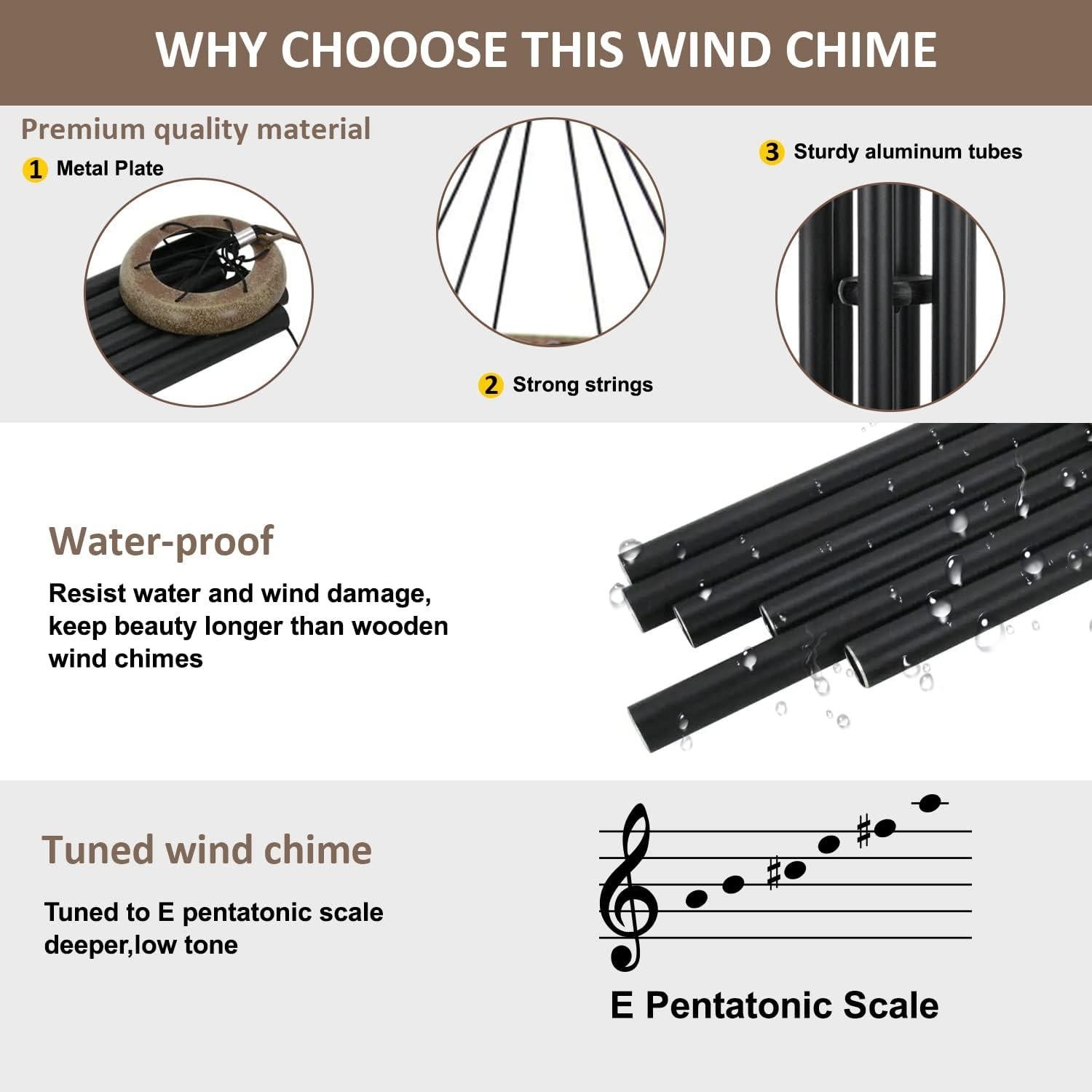 Campana de Viento ASTARIN 91 cm Metal Tono Profundo Jardín