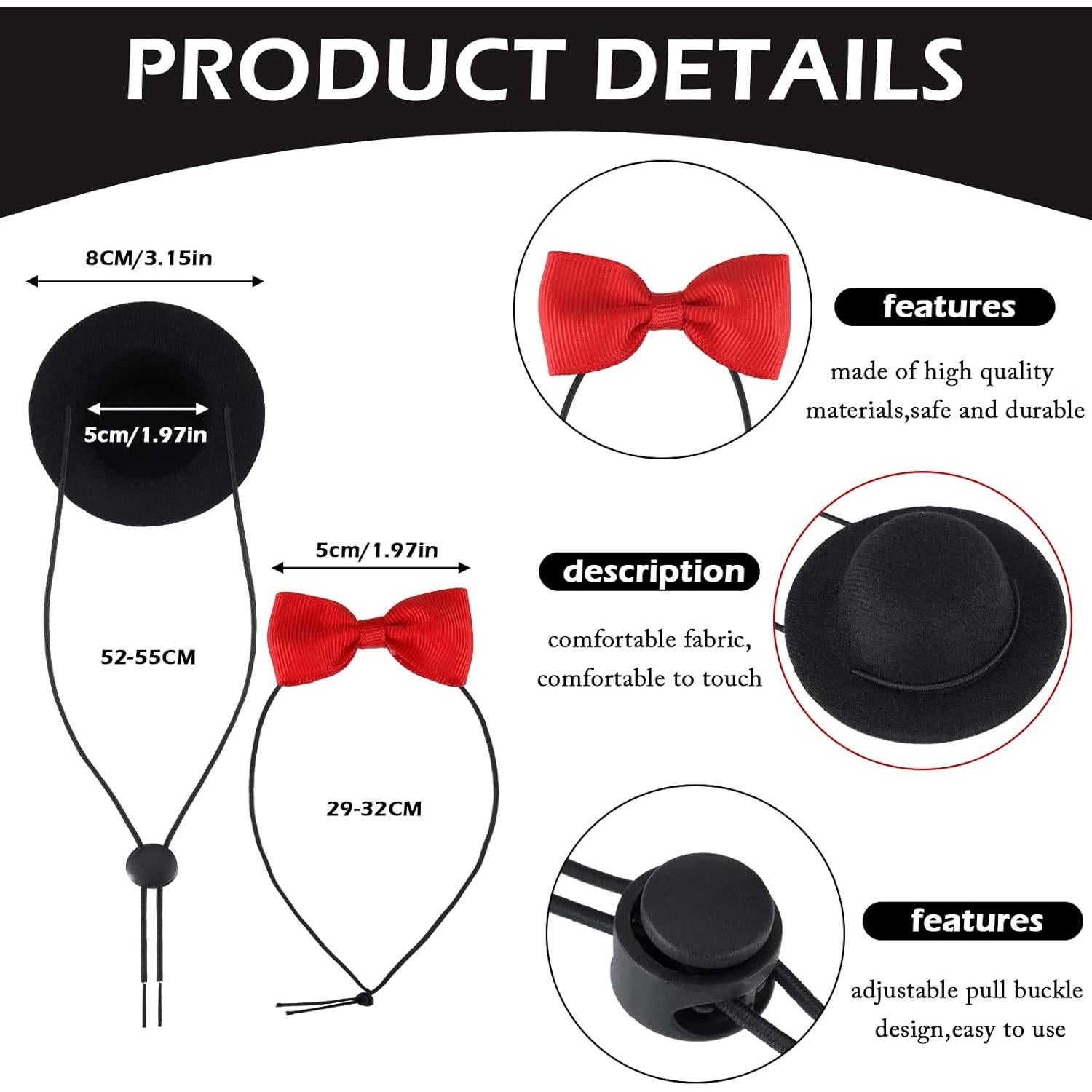 4 Conjuntos de Sombreros y Corbatas para Mascotas Xuniea